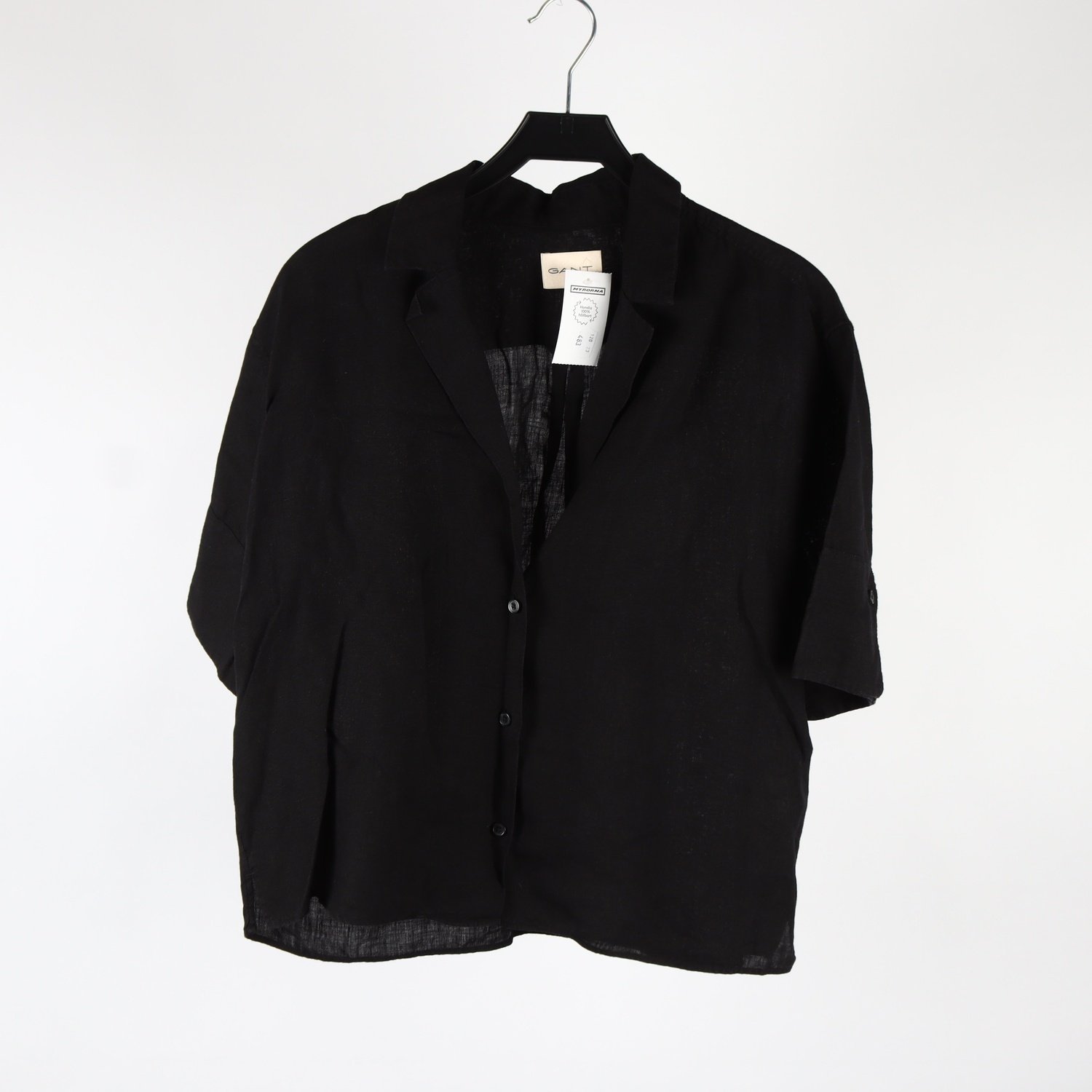 Blus, Gant, svart, lin, stl. 38
