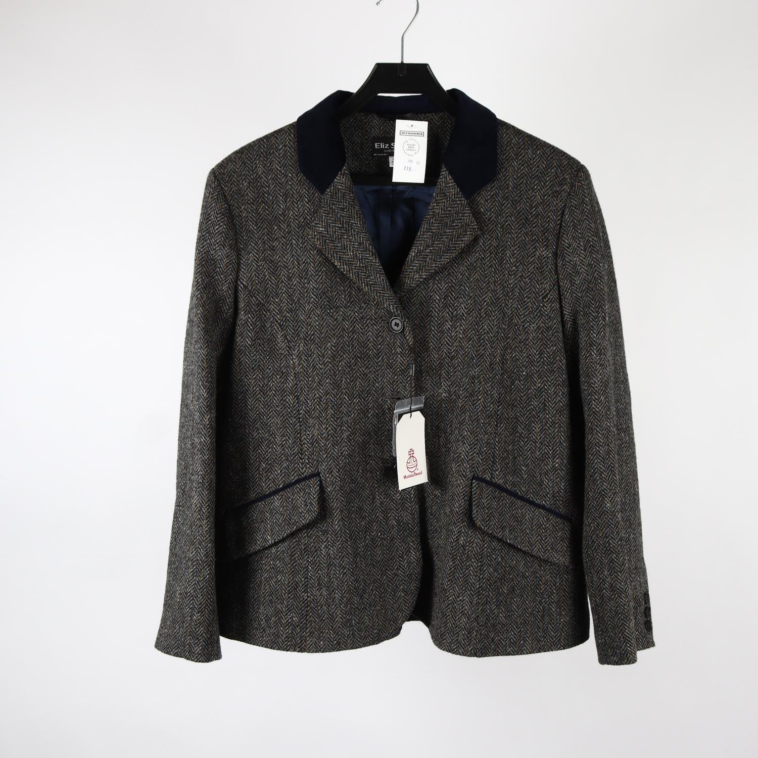 Kavaj, Eliz Scott Harris Tweed,blå, mönstrad, stl. 44