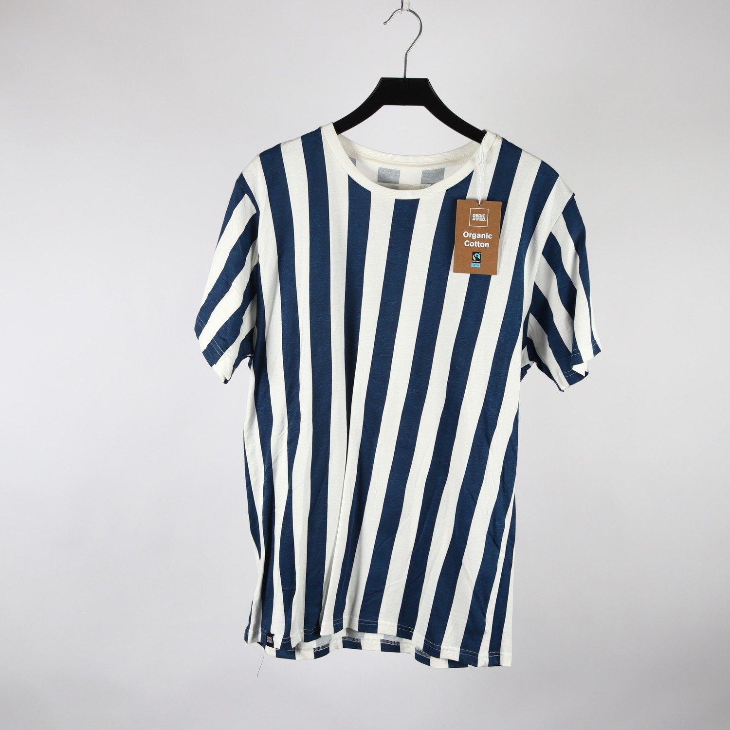 T-shirt, Dedicated, randig, vit, mörkblå, stl. L
