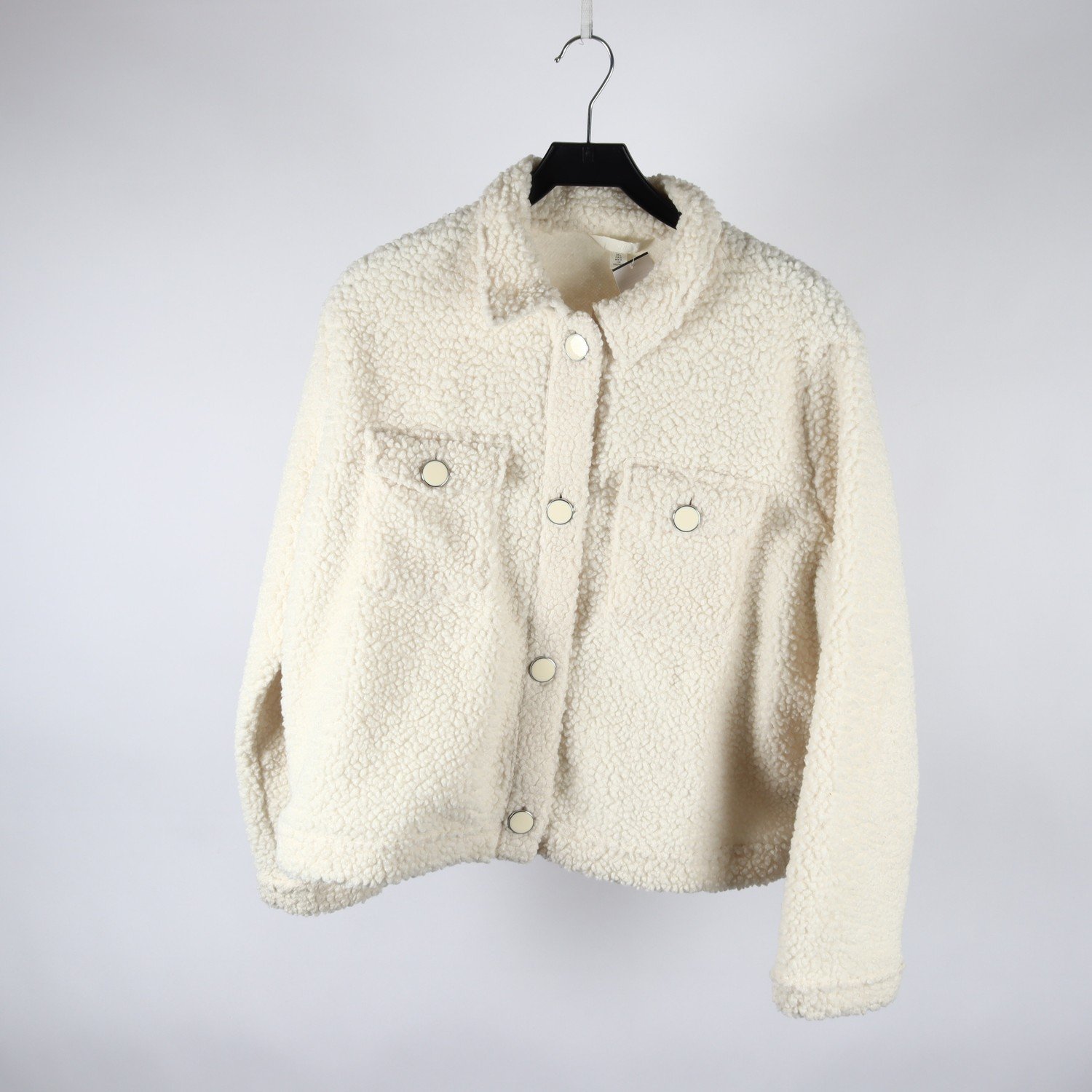 Teddytröja/jacka, H&M, offwhite, stl. L