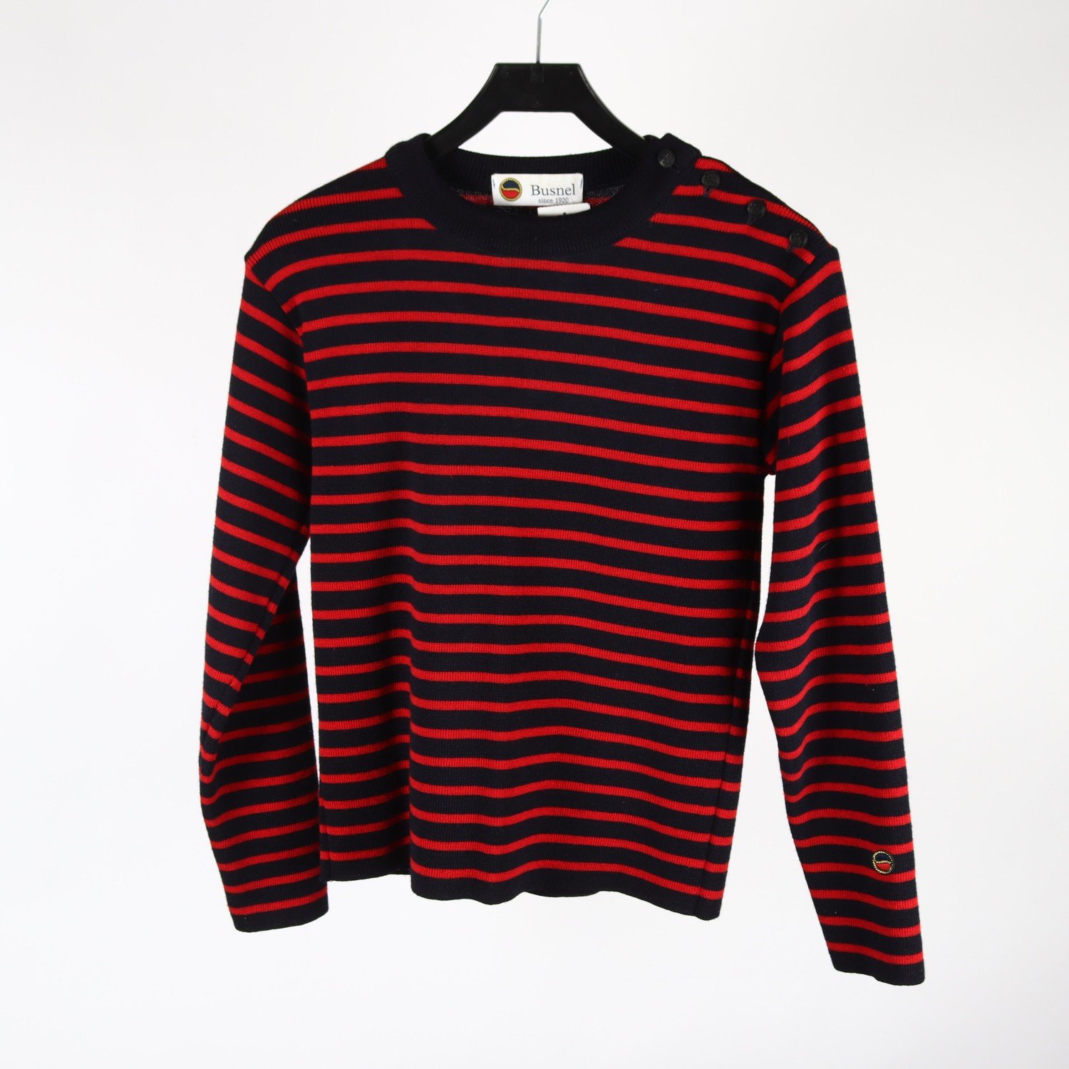 Tröja, Busnel, blå, röd, randig, stl. 0 (S/M?)