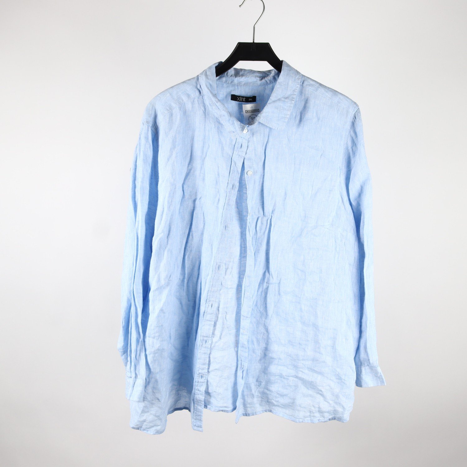 Blus, Xlnt, blå, lin, stl. 2XL