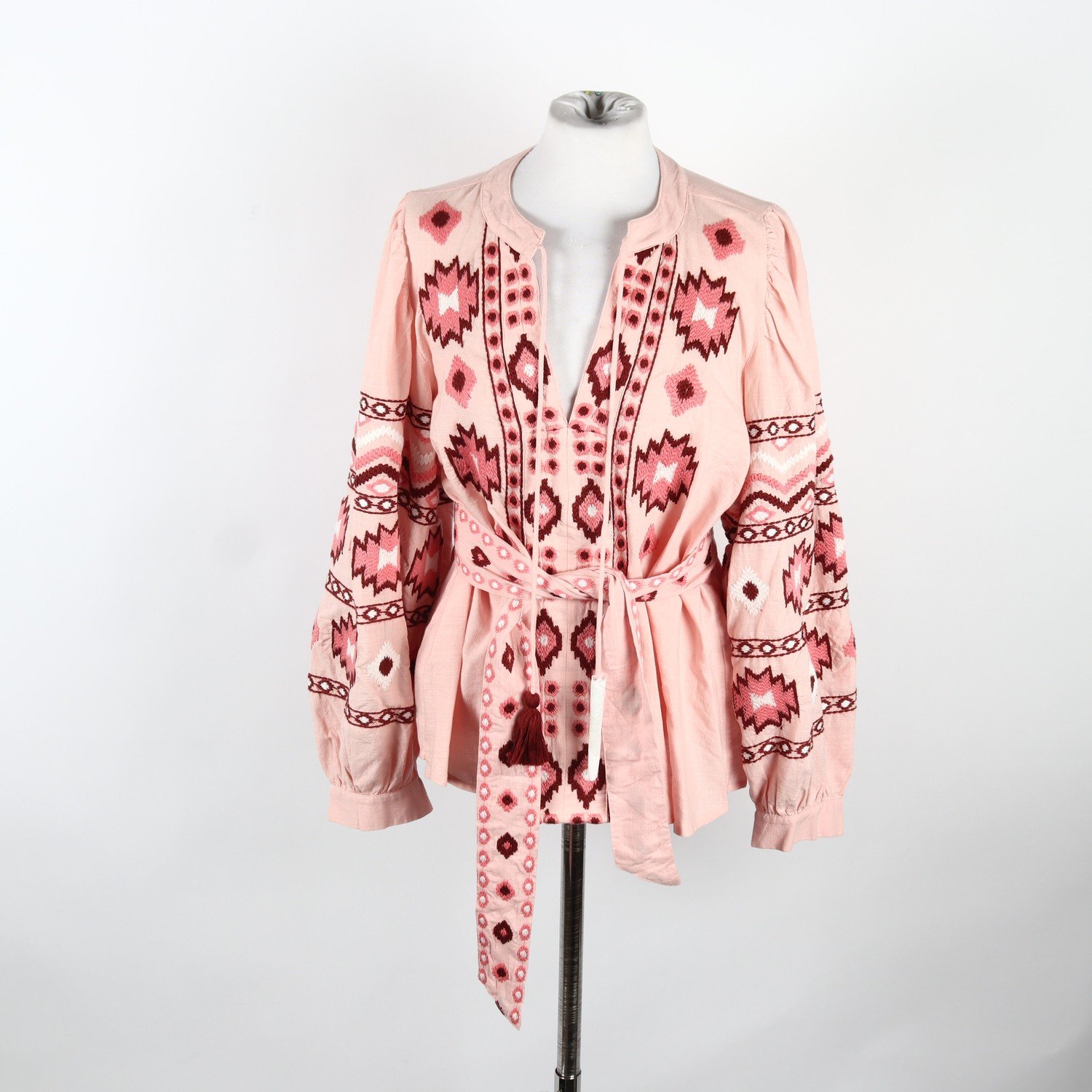 Blus, Indiska, aprikos, broderad, stl. M