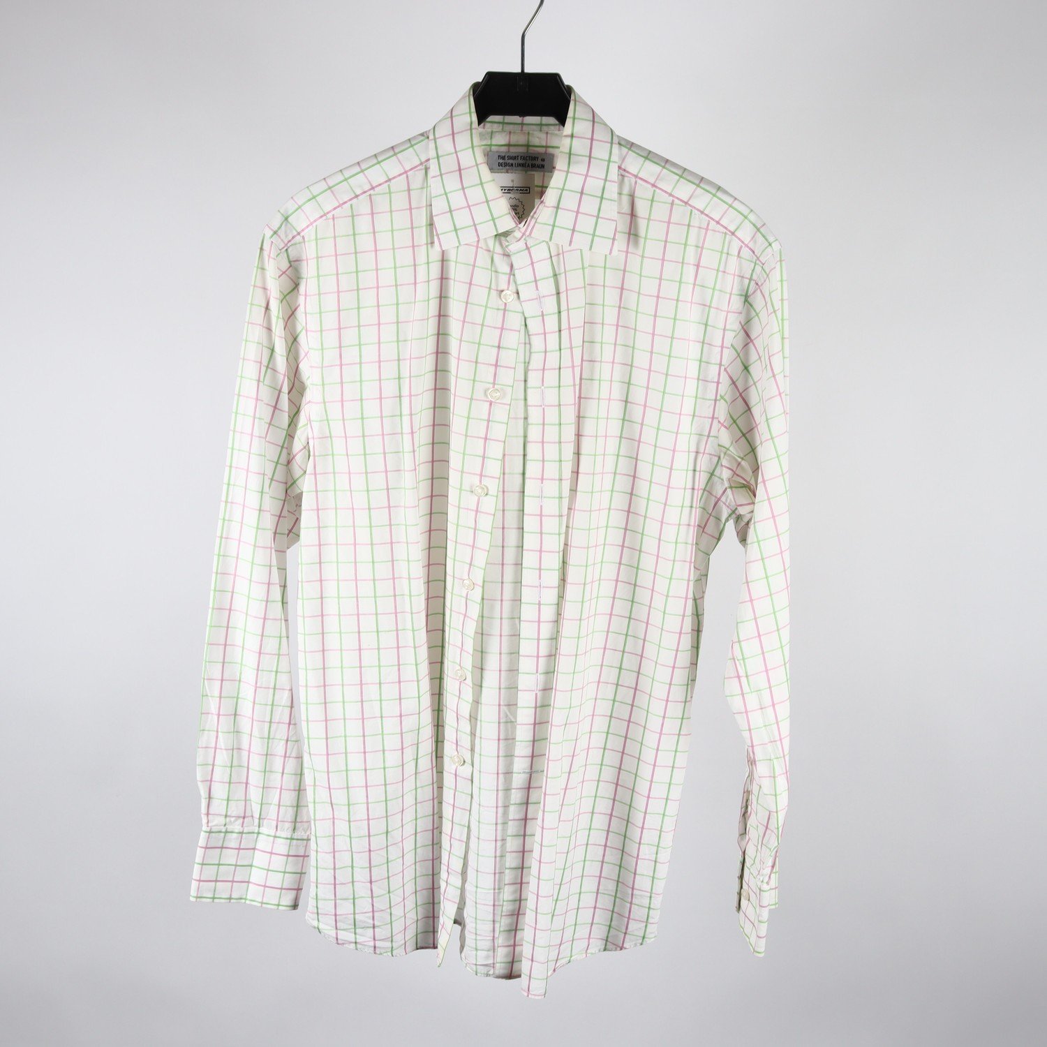 Skjorta, The Shirt Factory, rutig, vit, grön, stl. 40