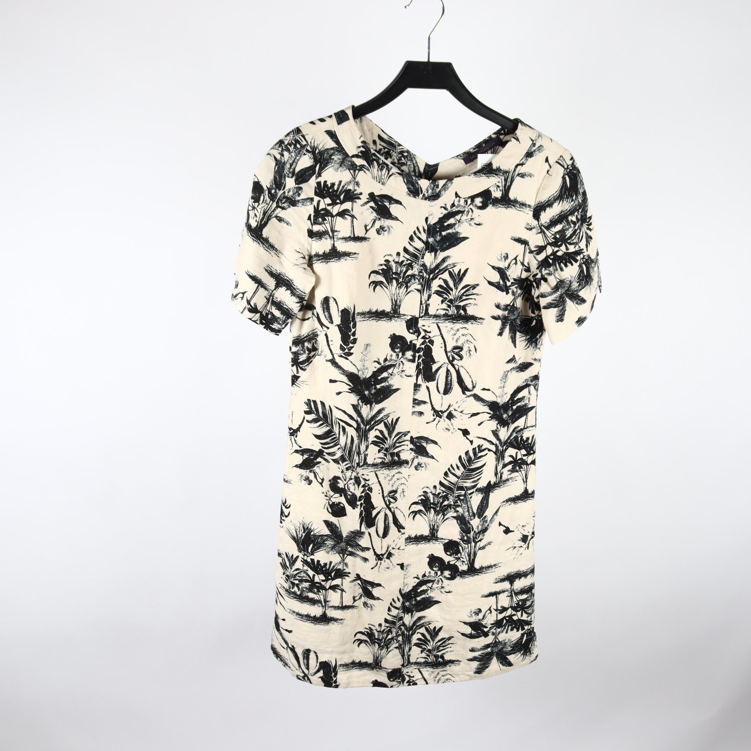 Klänning, M&S, beige, svart, lin, 36