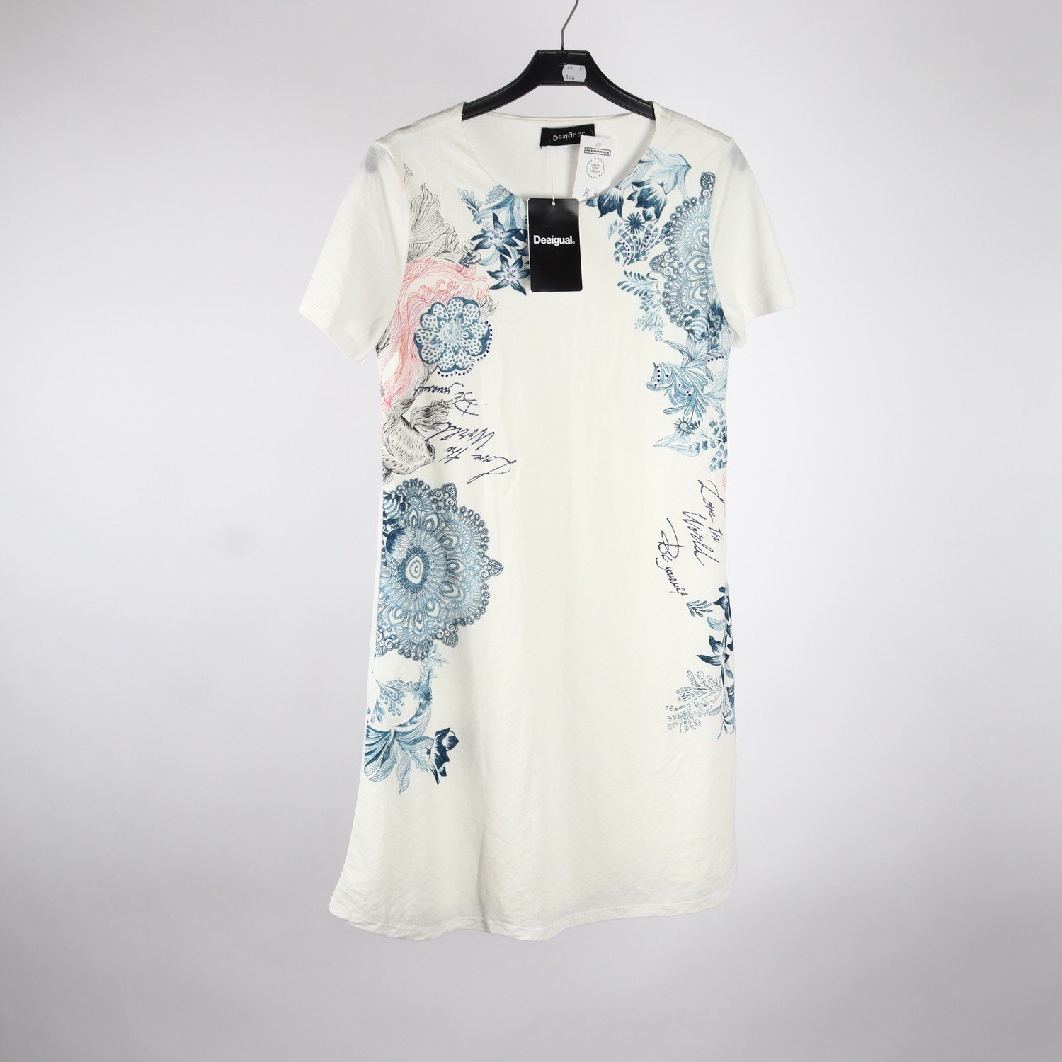 Klänning, Desigual, vit, blå, stl. XXL