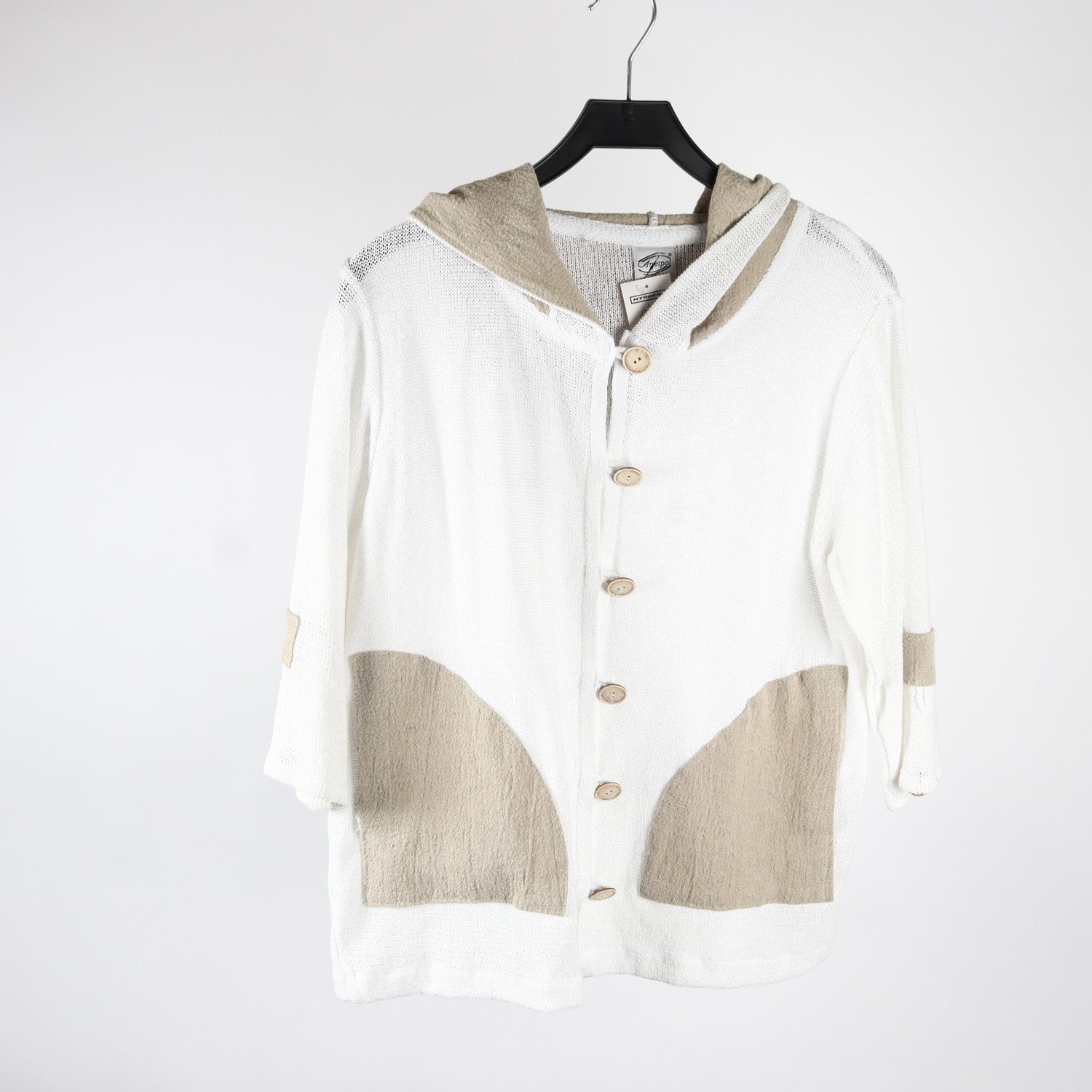 Kofta, Anetpol, vit, beige, linblandning, stl. ca. M