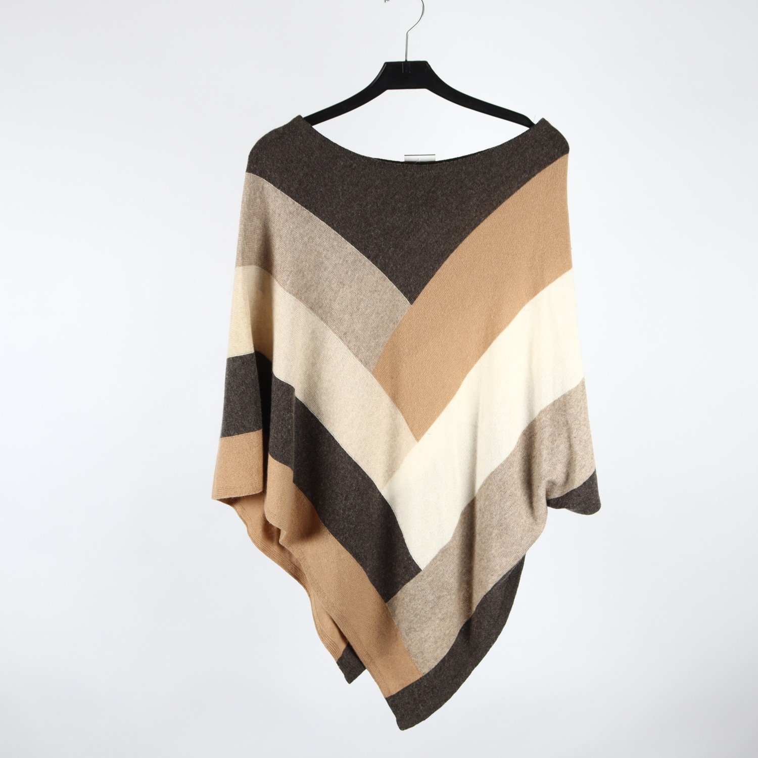 Poncho, Black Story, beige, brun, ull, cashmere, stl. one size