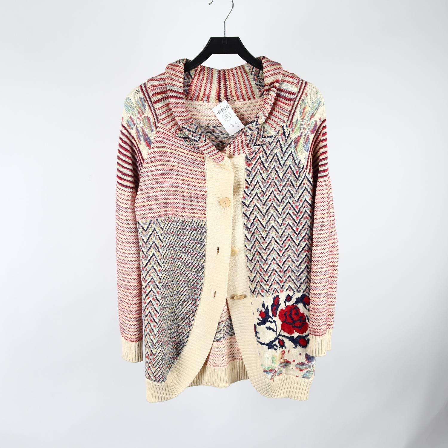 Kofta, Desigual, beige, röd, stl. ca. S/M