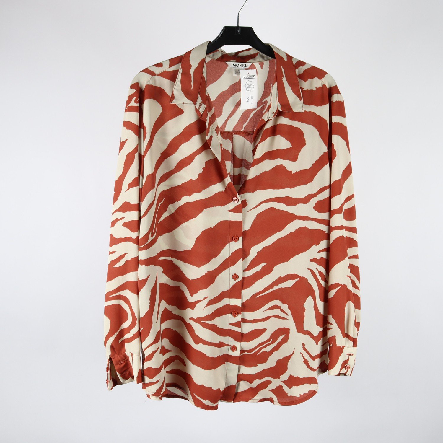 Blus, Monki, vit, brun, stl. L