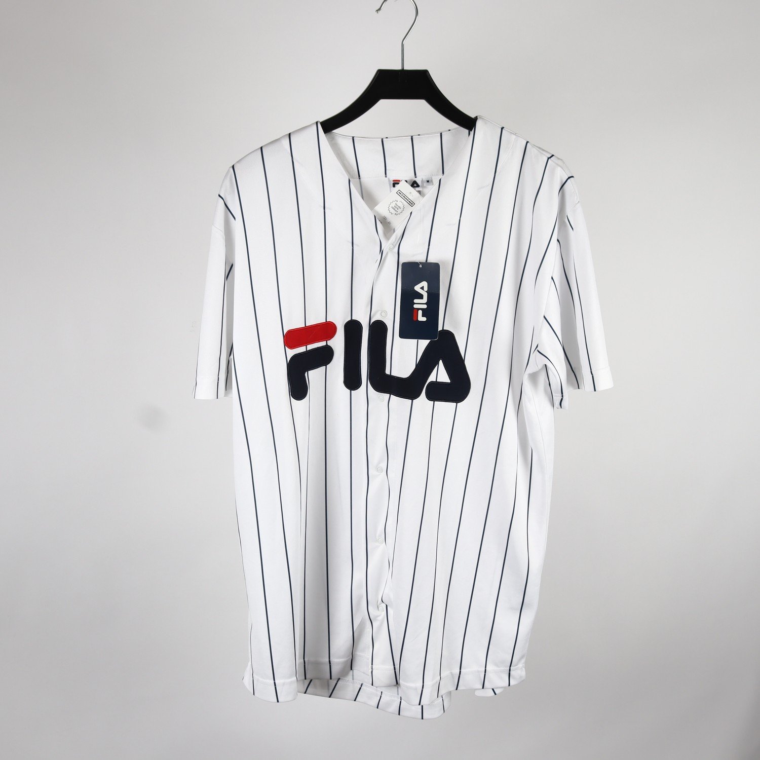 Sporttröja, Fila, vit, blå, randig, stl. M