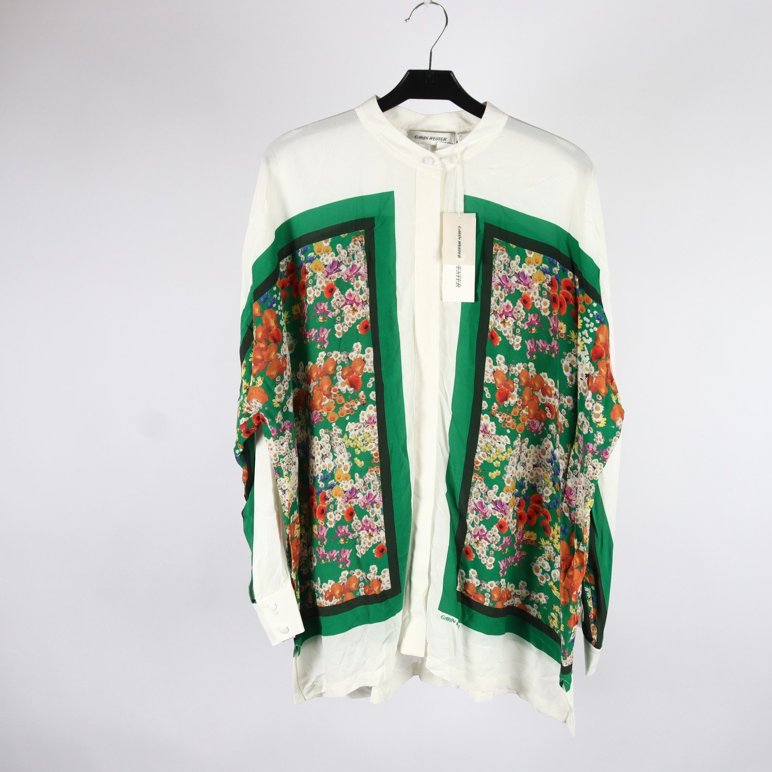 Blus, Carin Wester, vit, grön, blommig, stl. 42