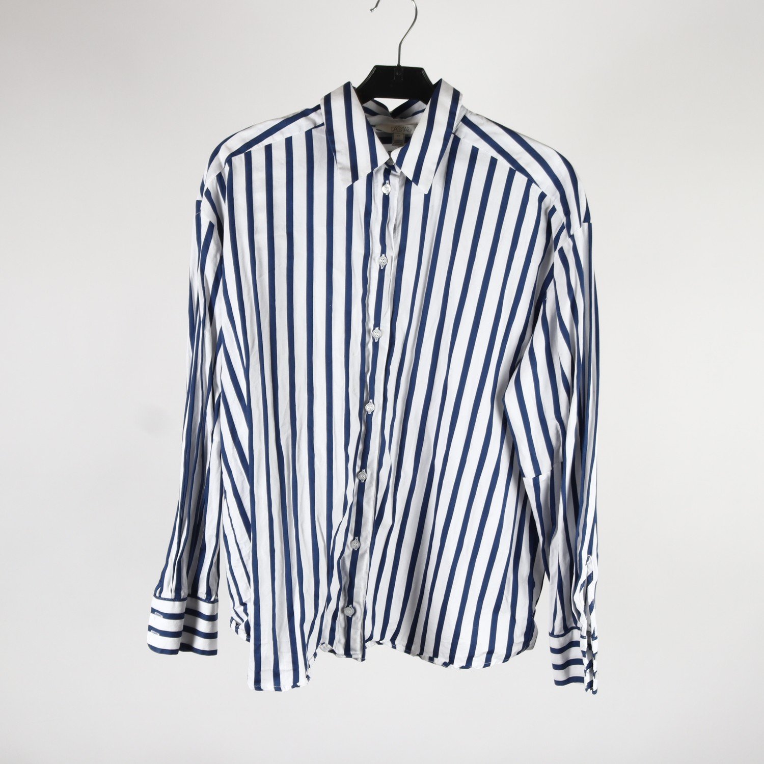 Blus, Dagmar, vit, blå, randig, stl. 34