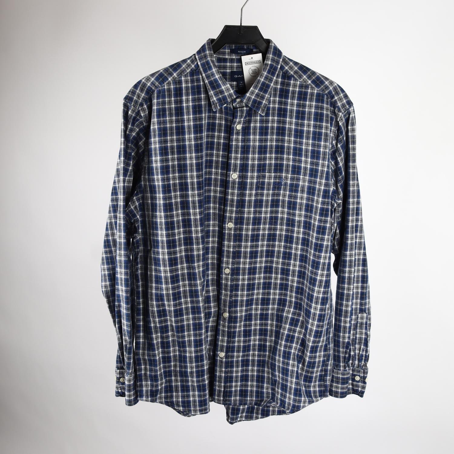 Skjorta, Gant, blå, rutig, stl. XL