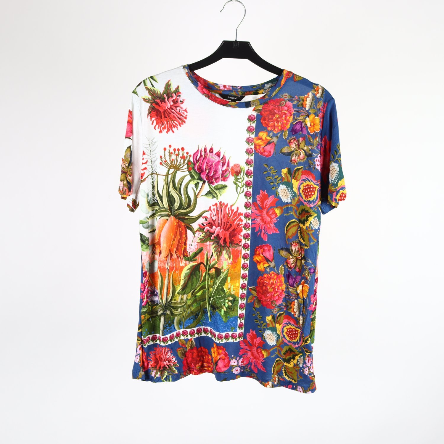 Tröja, Desigual, blå, vit, blommig, stl. S