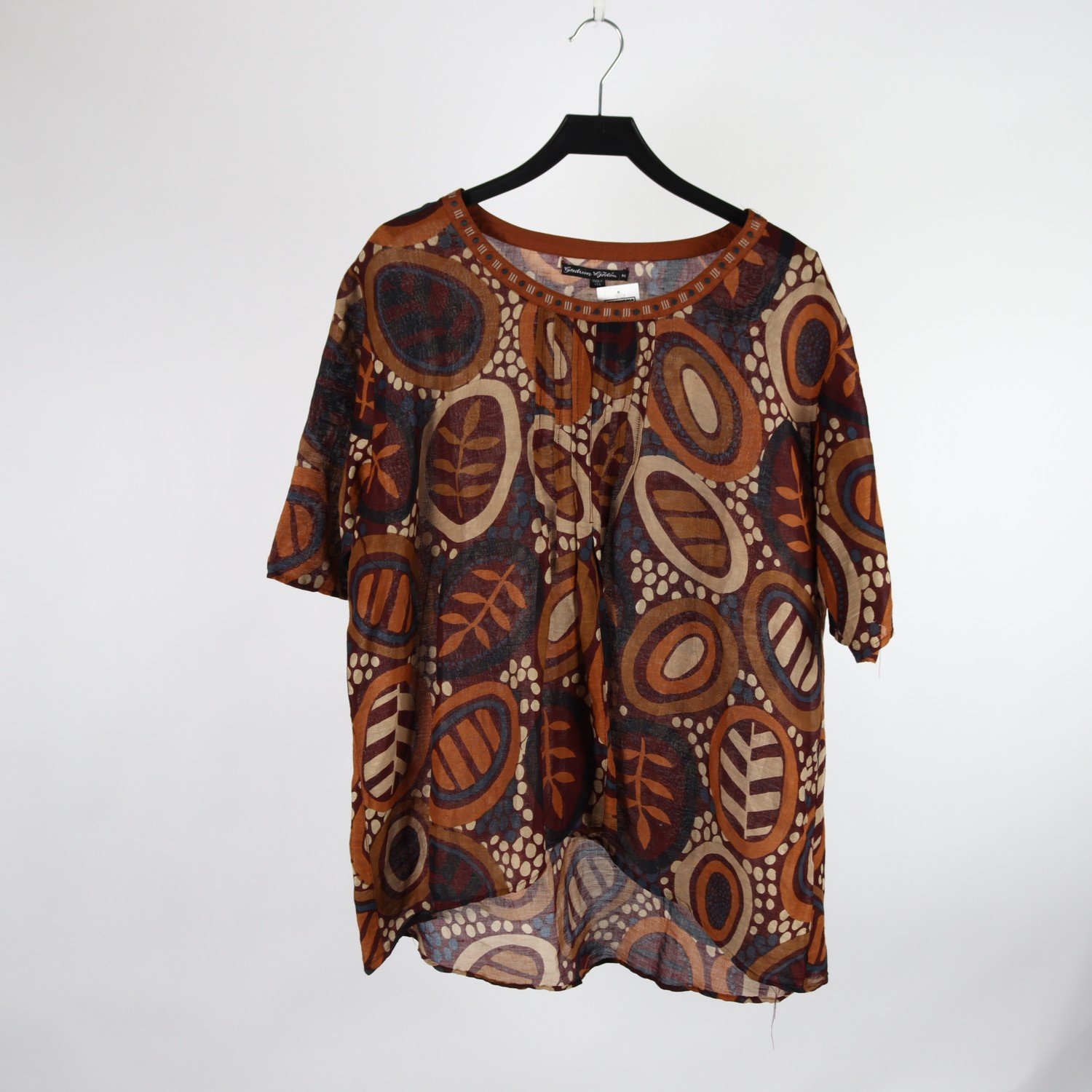 Blus, Gudrun Sjödén, vinröd, beige, stl. M