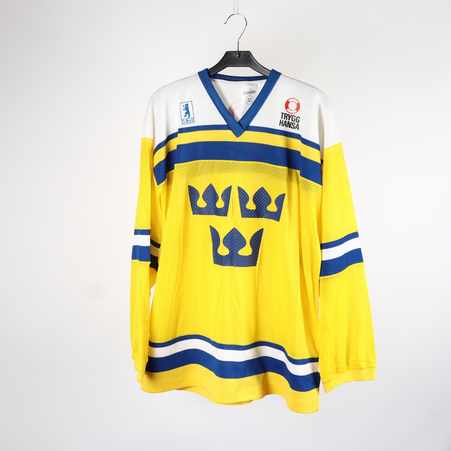 Hockeytröja, Tibas, Sverige, Tre Kronor, gul, blå, stl. 6