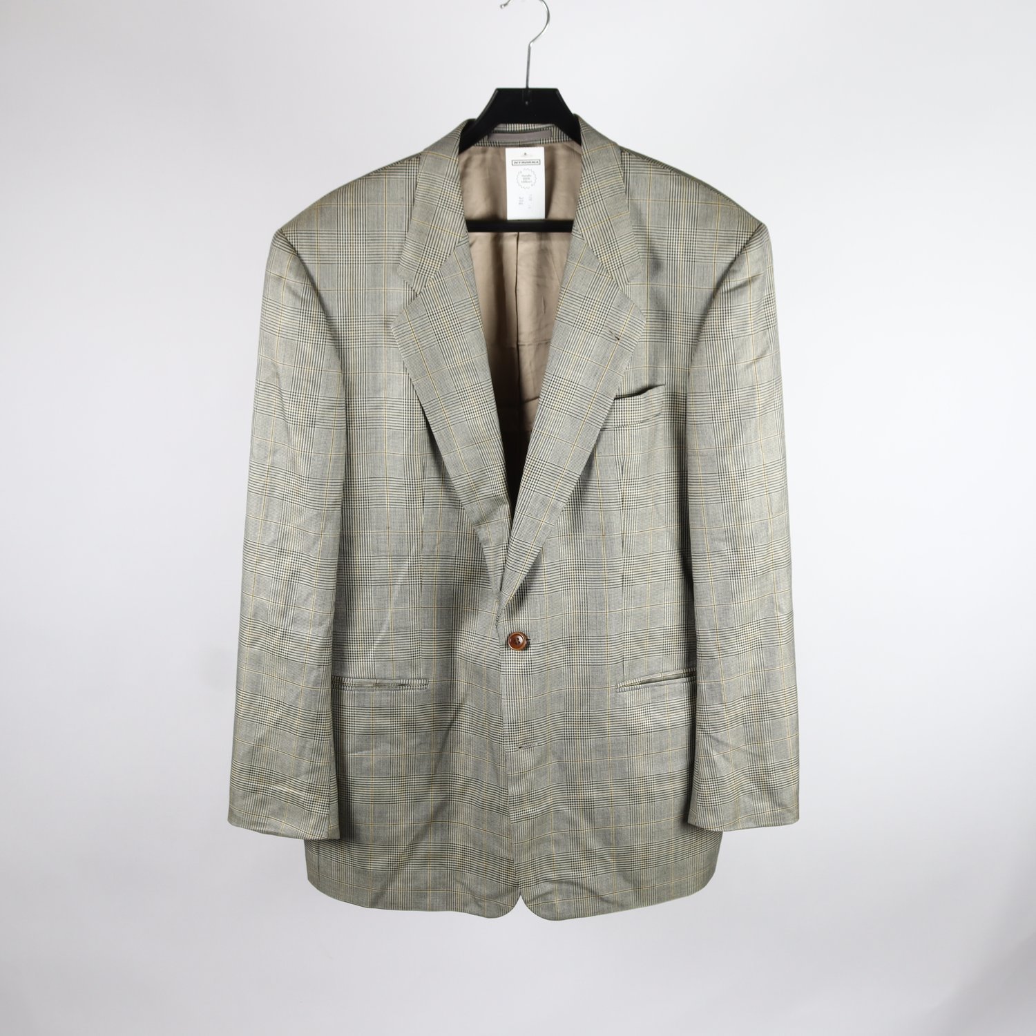 Kavaj, Hugo Boss, rutig, beige, ull, silke, stl. 106