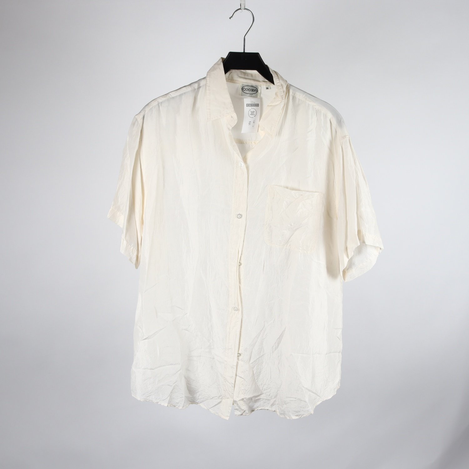 Blus, Cocoon, offwhite, silke, stl. XL