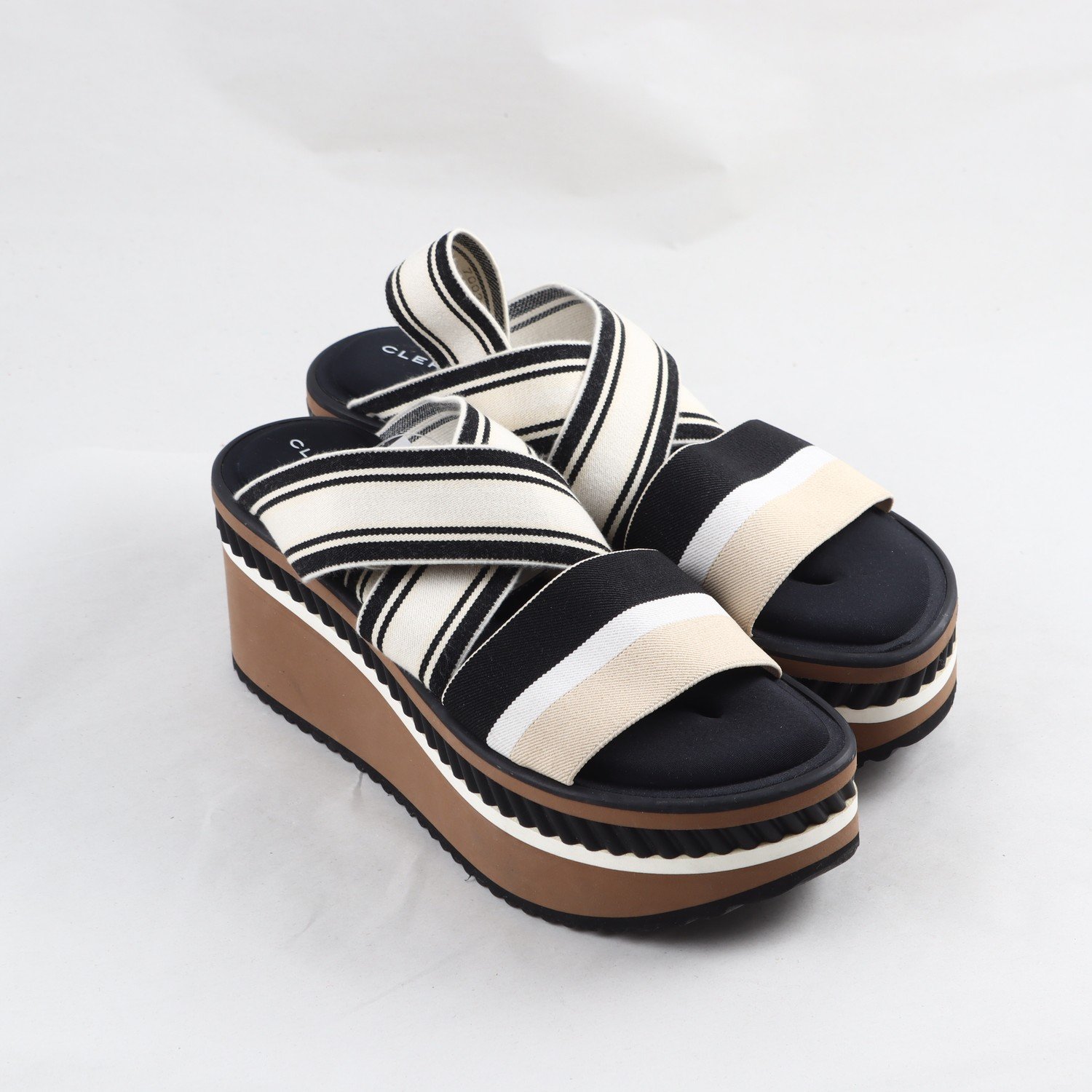 Sandaler, Clergerie, beige, svart, stl ca. 38½ – 39