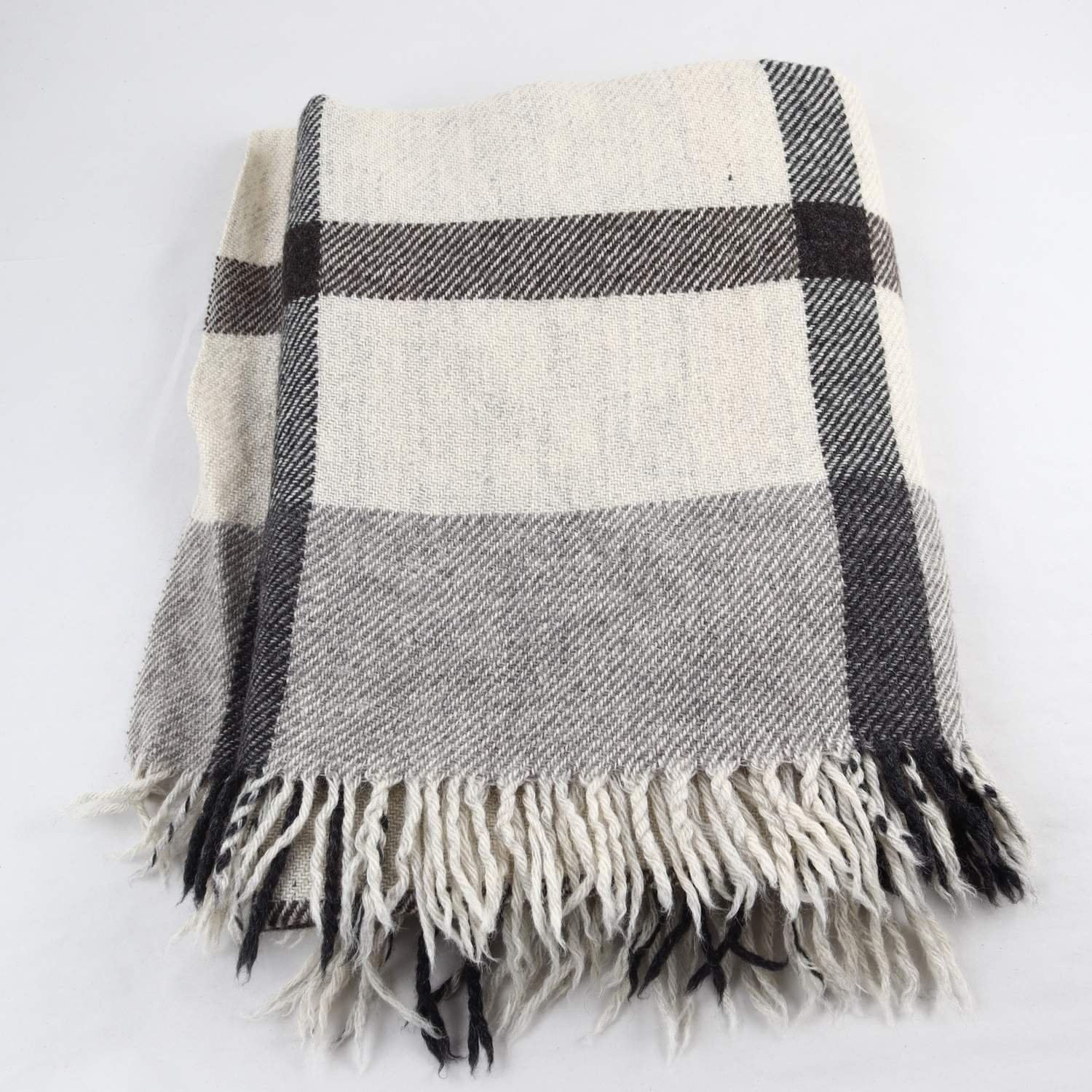 Filt, Bergå Pläden, grå, beige, ull