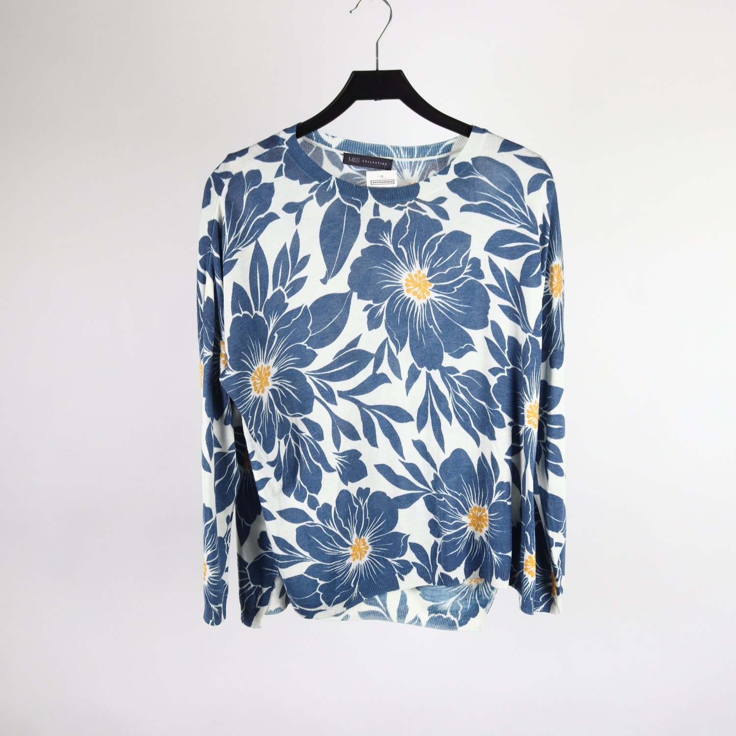 Tröja, M&S, blommig, blå, stl. XL