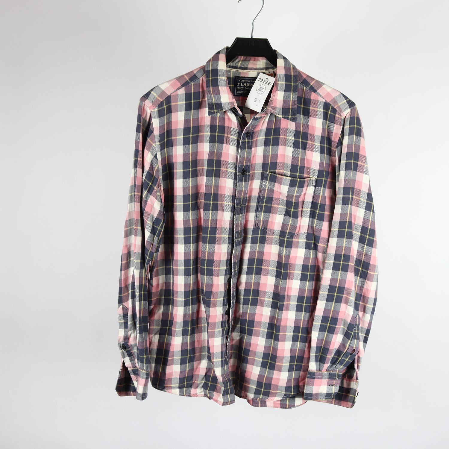 Skjorta, Flannel, rosa, grå, stl. M