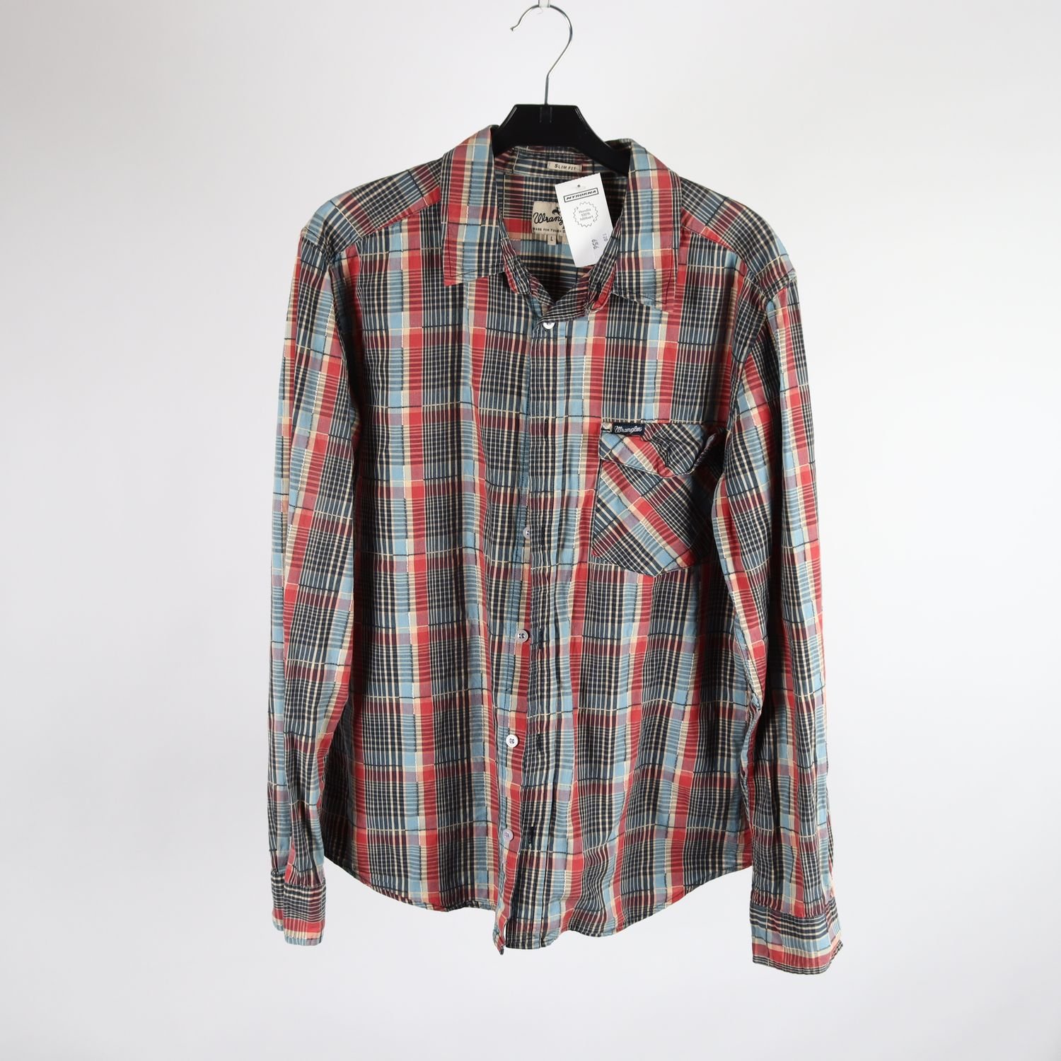 Skjorta, Wrangler, blå, röd, stl. L