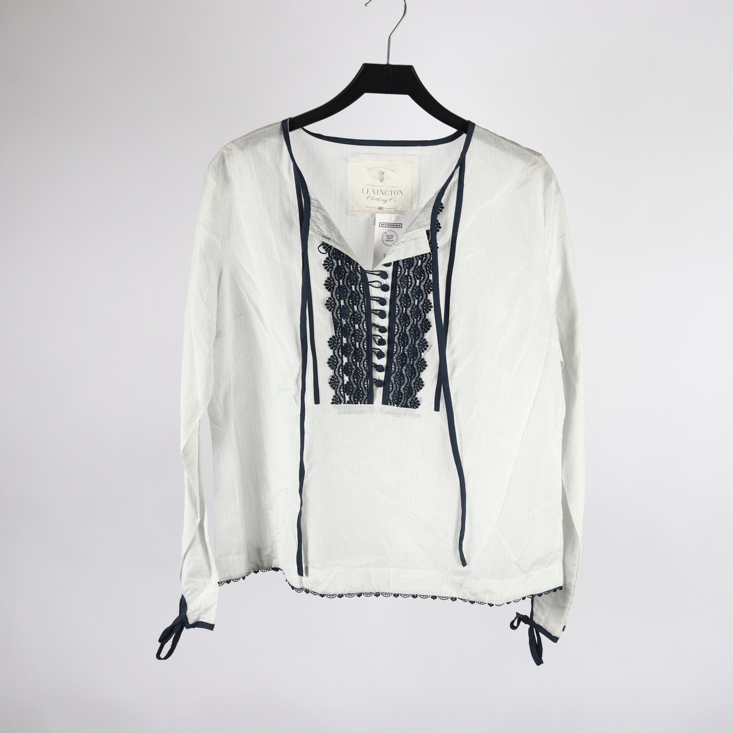 Blus, Lexington, vit, blå, stl. XL