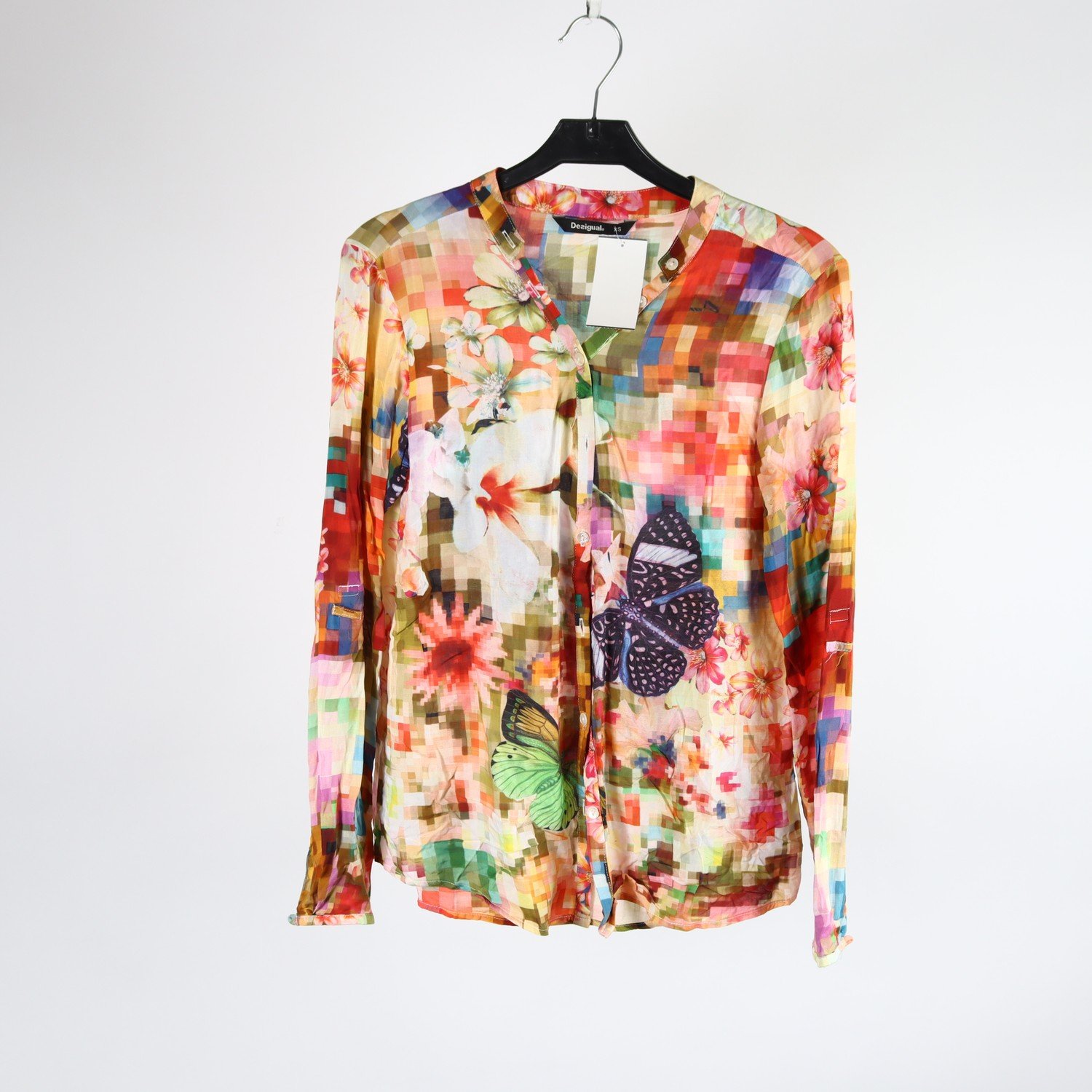 Blus, Desigual, flergärgad, blå, orange, stl. XS