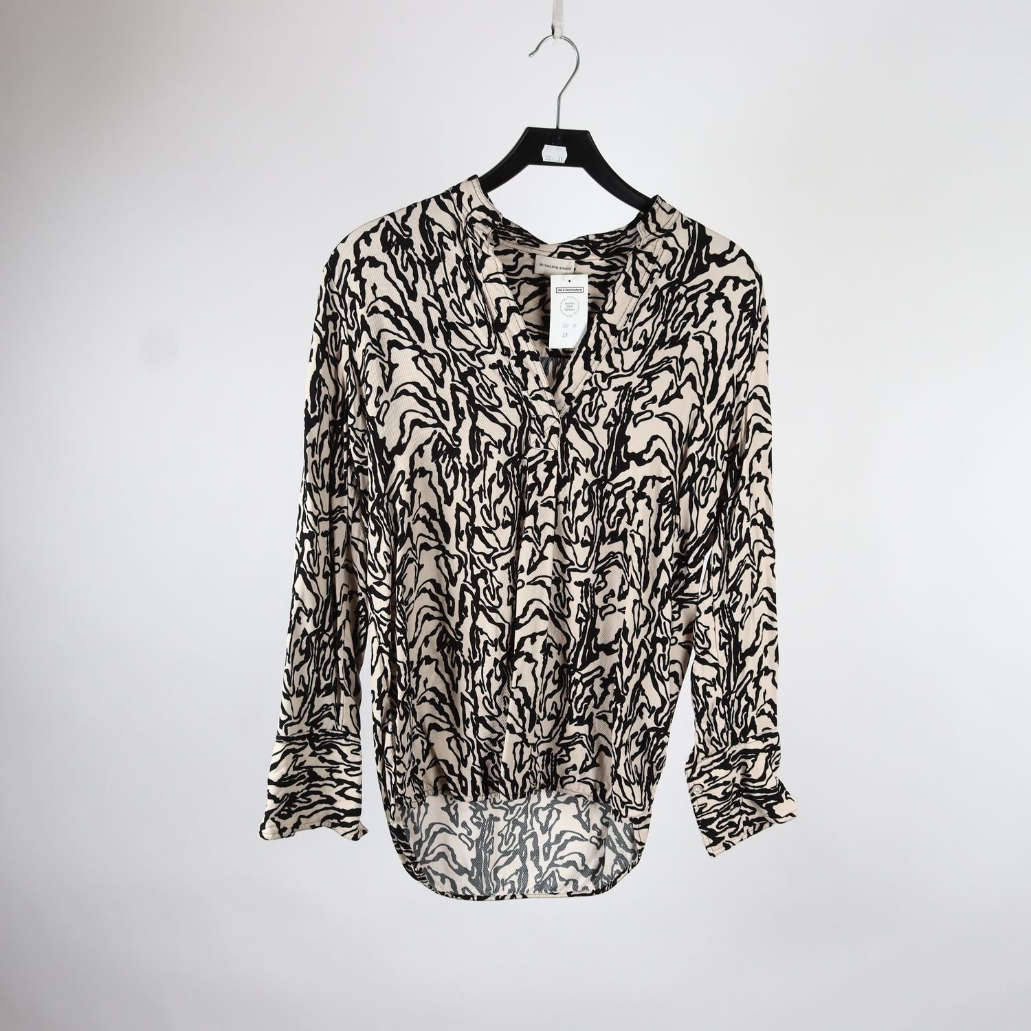 Blus, By Malene Birger, svart, vit, mönstrad, stl. 38