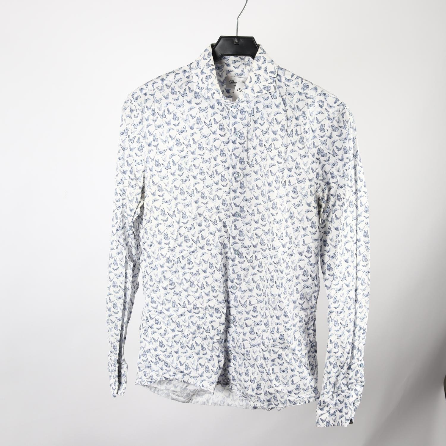 Skjorta, Stenströms, vit, mönstrad, fjärilar, stl. 39 (M)