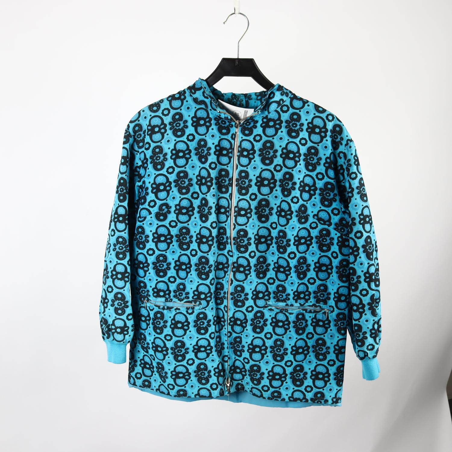 Jacka, vintage, Finnish Design, blå, svart, mönstrad, stl. 40