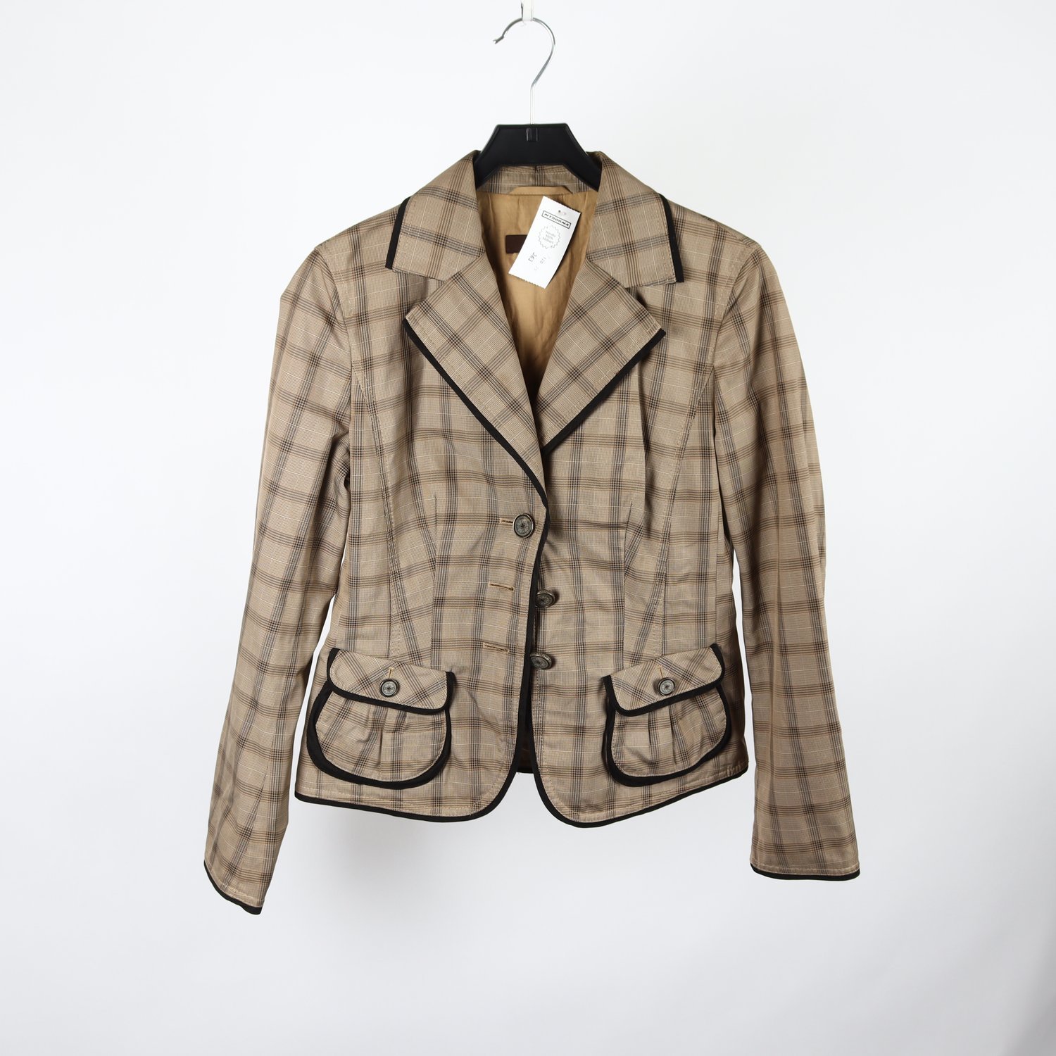 Kavaj, Laurèl, rutig, beige, stl. 38