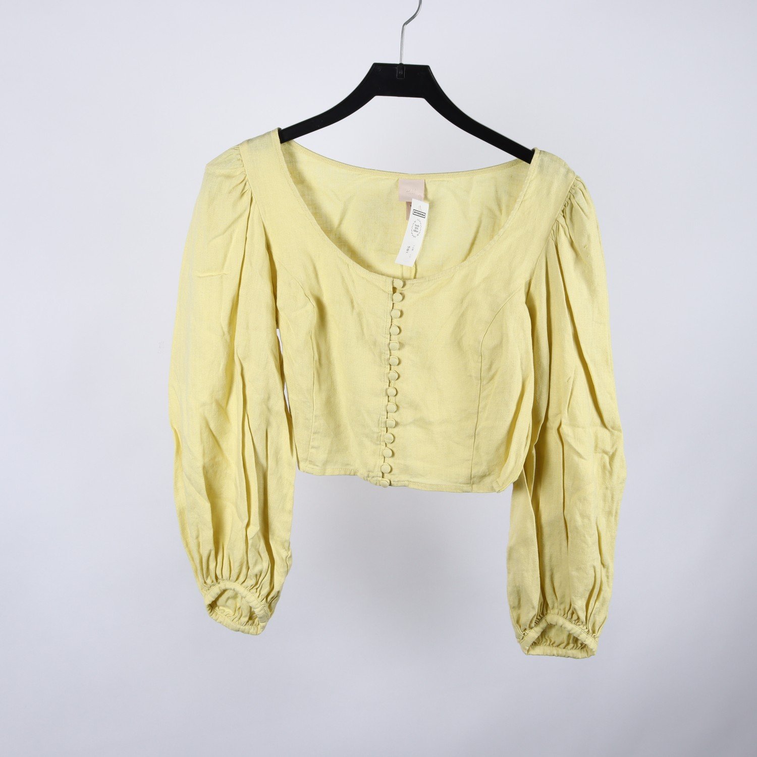 Blus, H&M, gul, lin, stl. 38