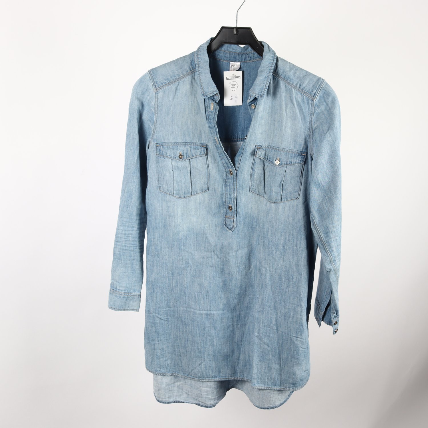 Blus/tunika, Okänd, blå, jeans, stl. 38