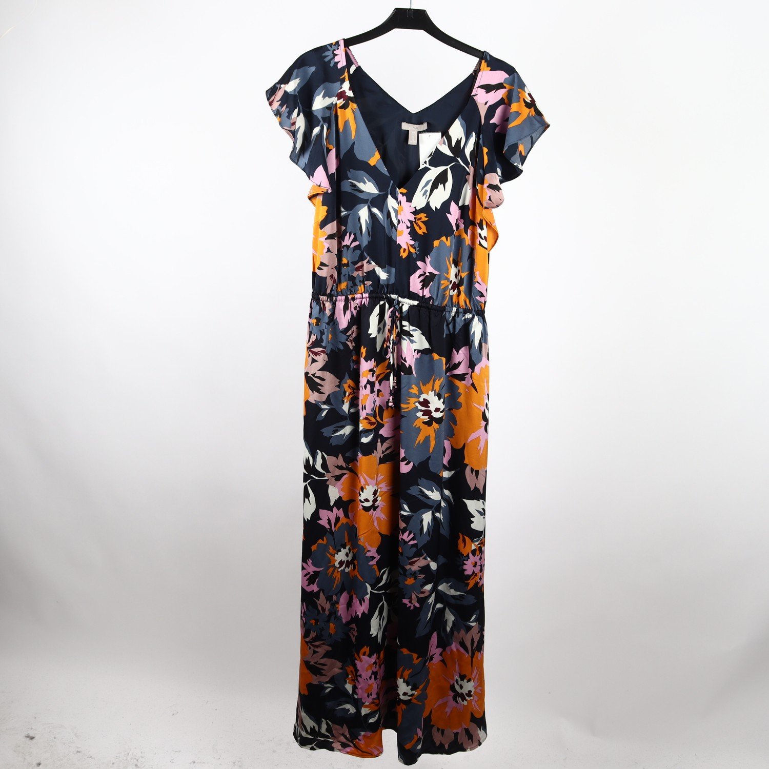 Klänning, H&M, mönstrad, rosa, orange, grå, stl. 44