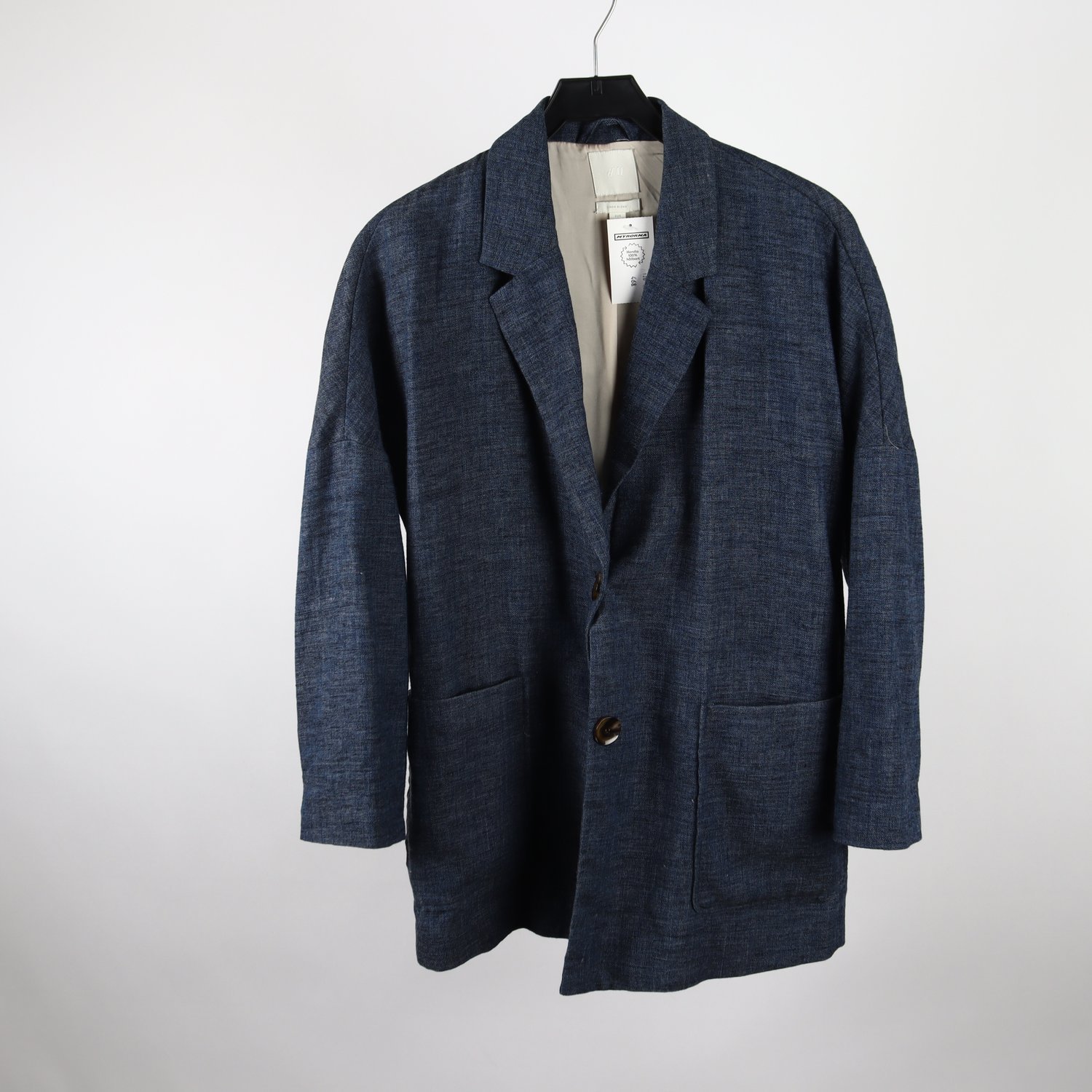 Kavaj, H&M, blå, linblandning, stl. S