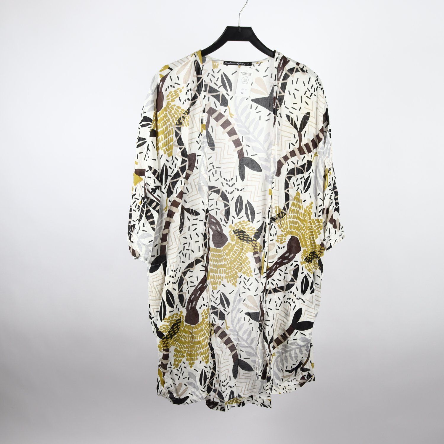 Kaftan/kimono, Gudrun Sjödèn, vit, mönstrad, stl. L/XL