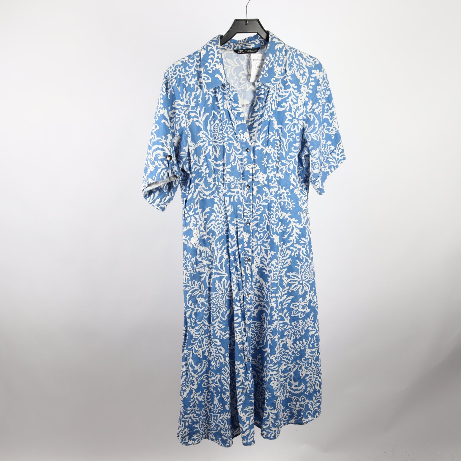 Klänning, Zara, blå, vit, mönstrad, stl. XL