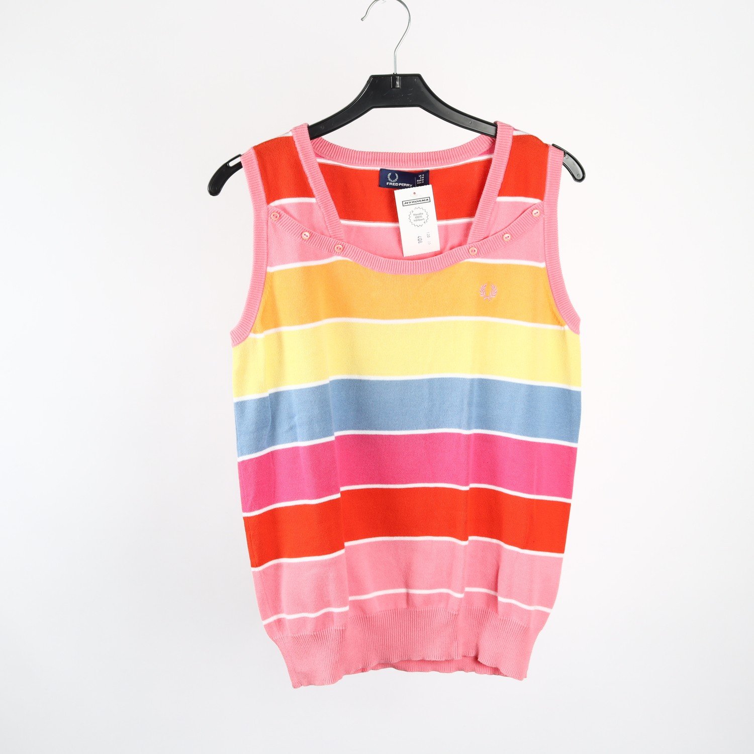 Väst, Fred Perry, rosa, gul, blå, stl. 40