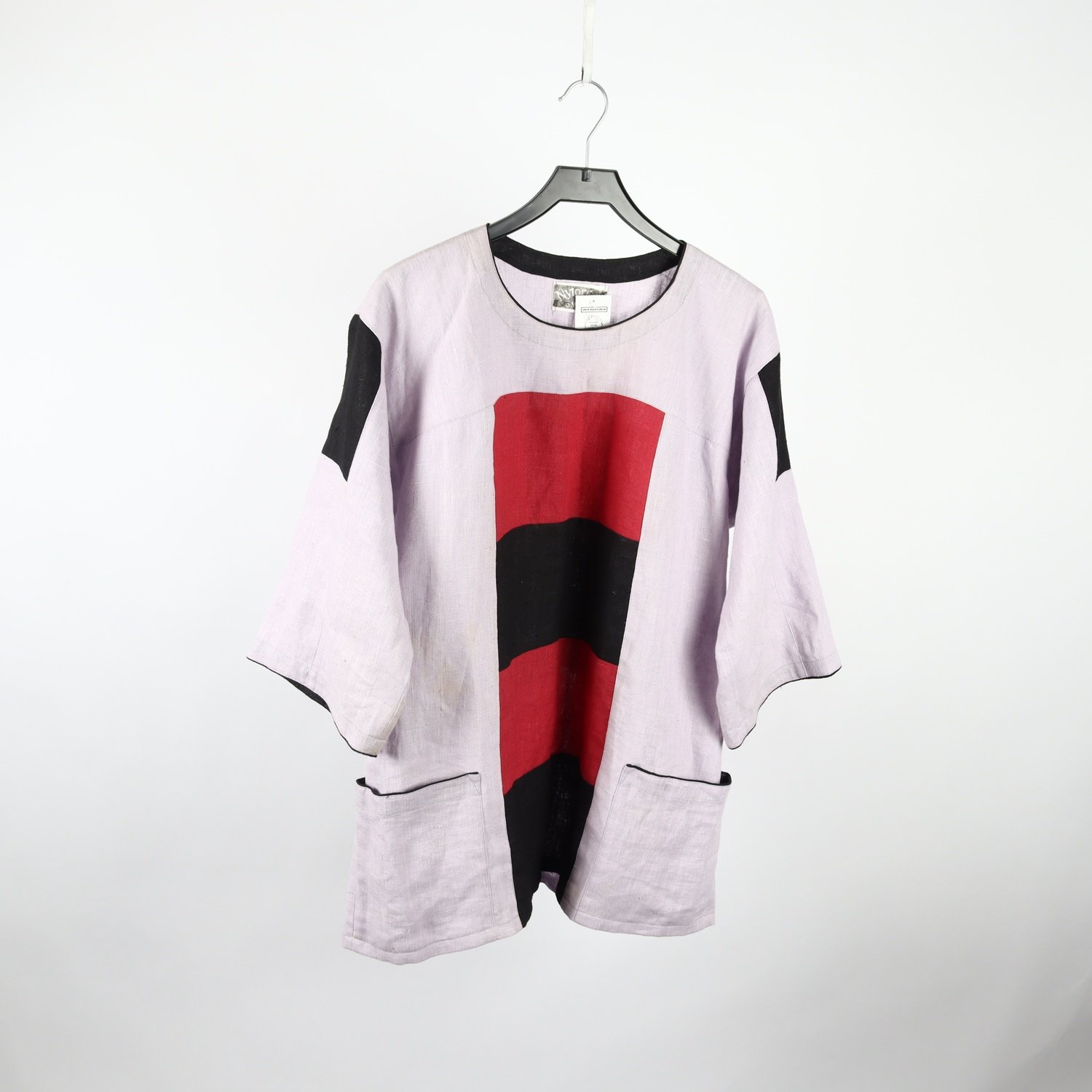 Blus/tunika, Nytorget Småland, lila, roströd, lin, stl. ca. M
