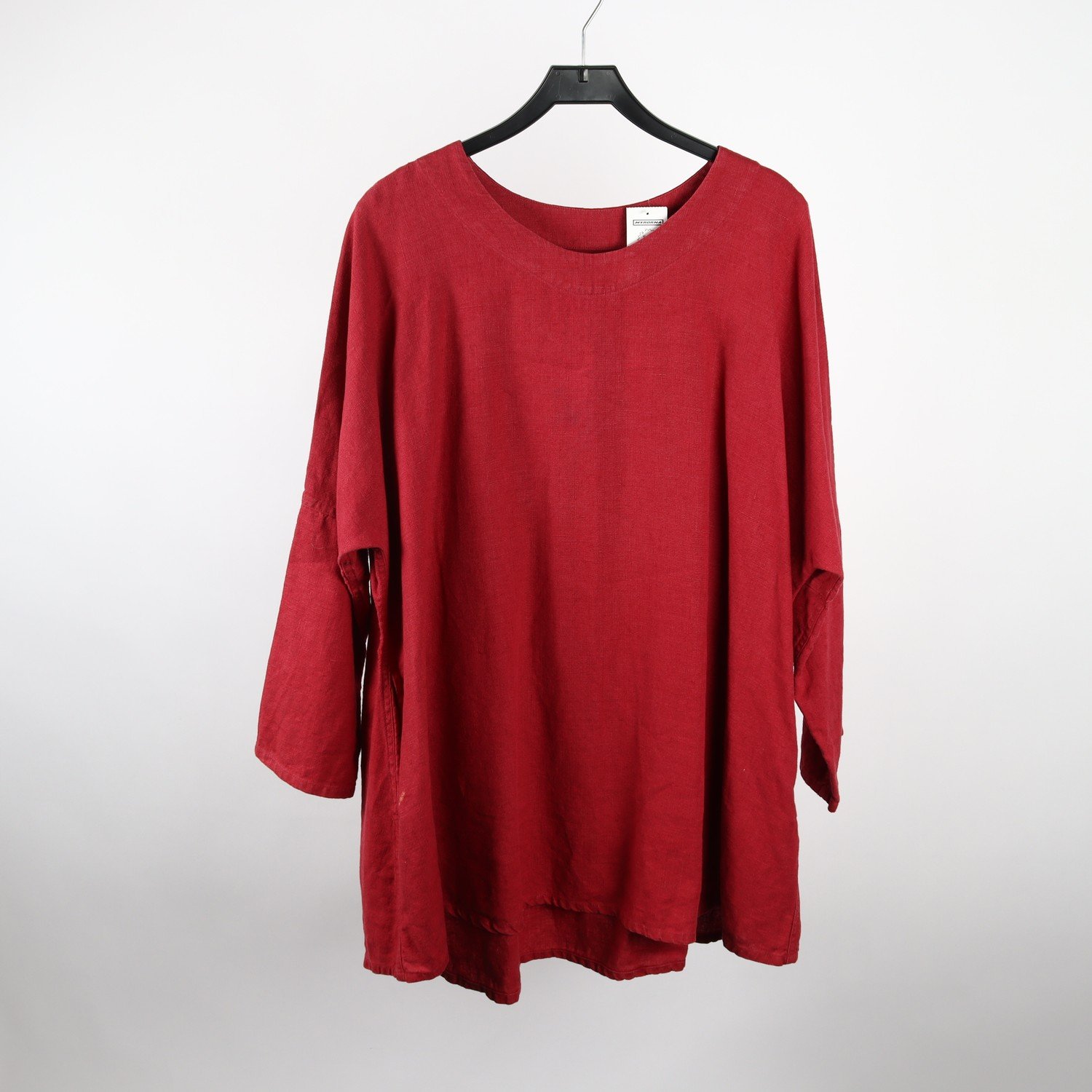 Blus/tunika, Olars Ulla, roströd, lin, stl. ca. XL/XXL