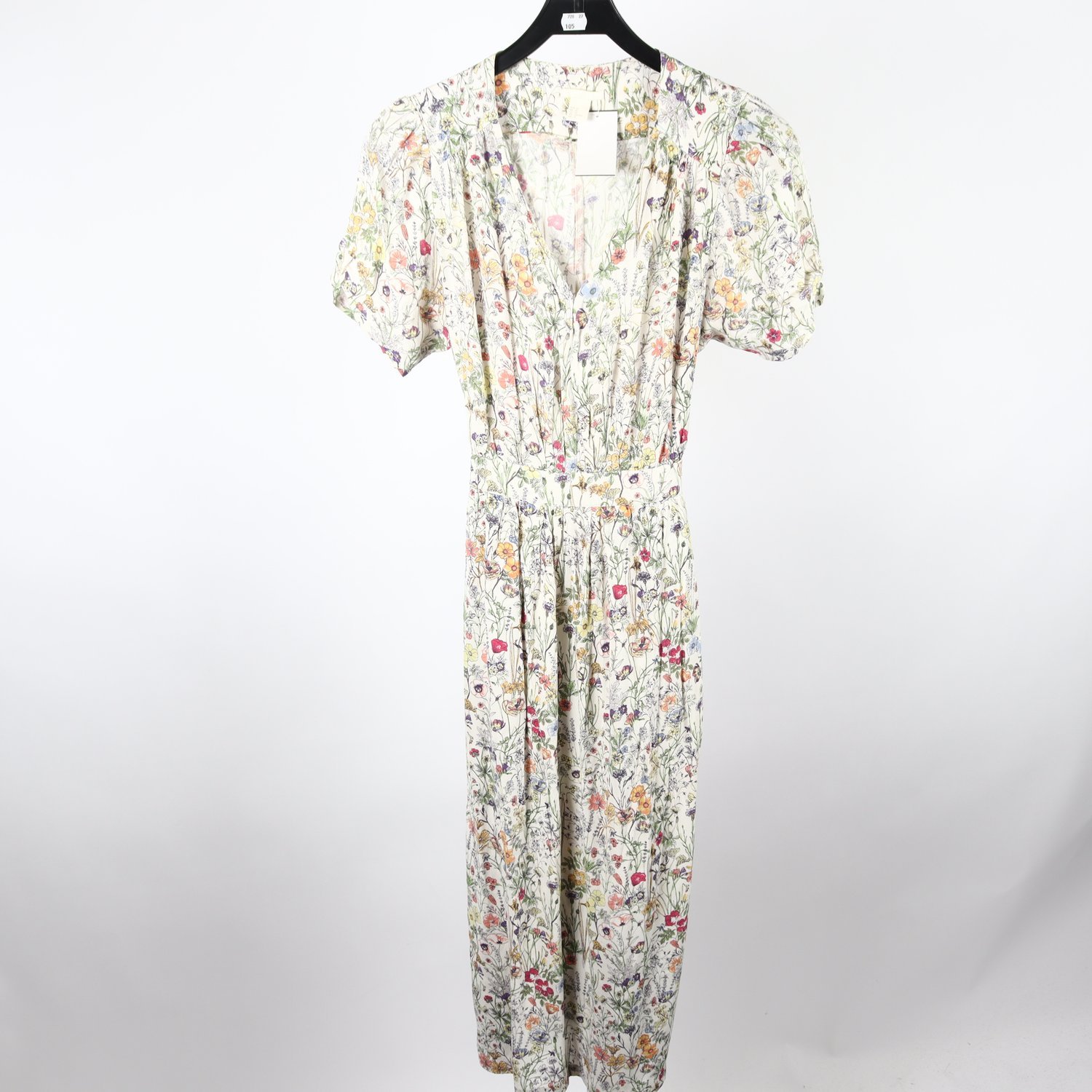 Klänning, H&M, blommig, beige, stl. 42