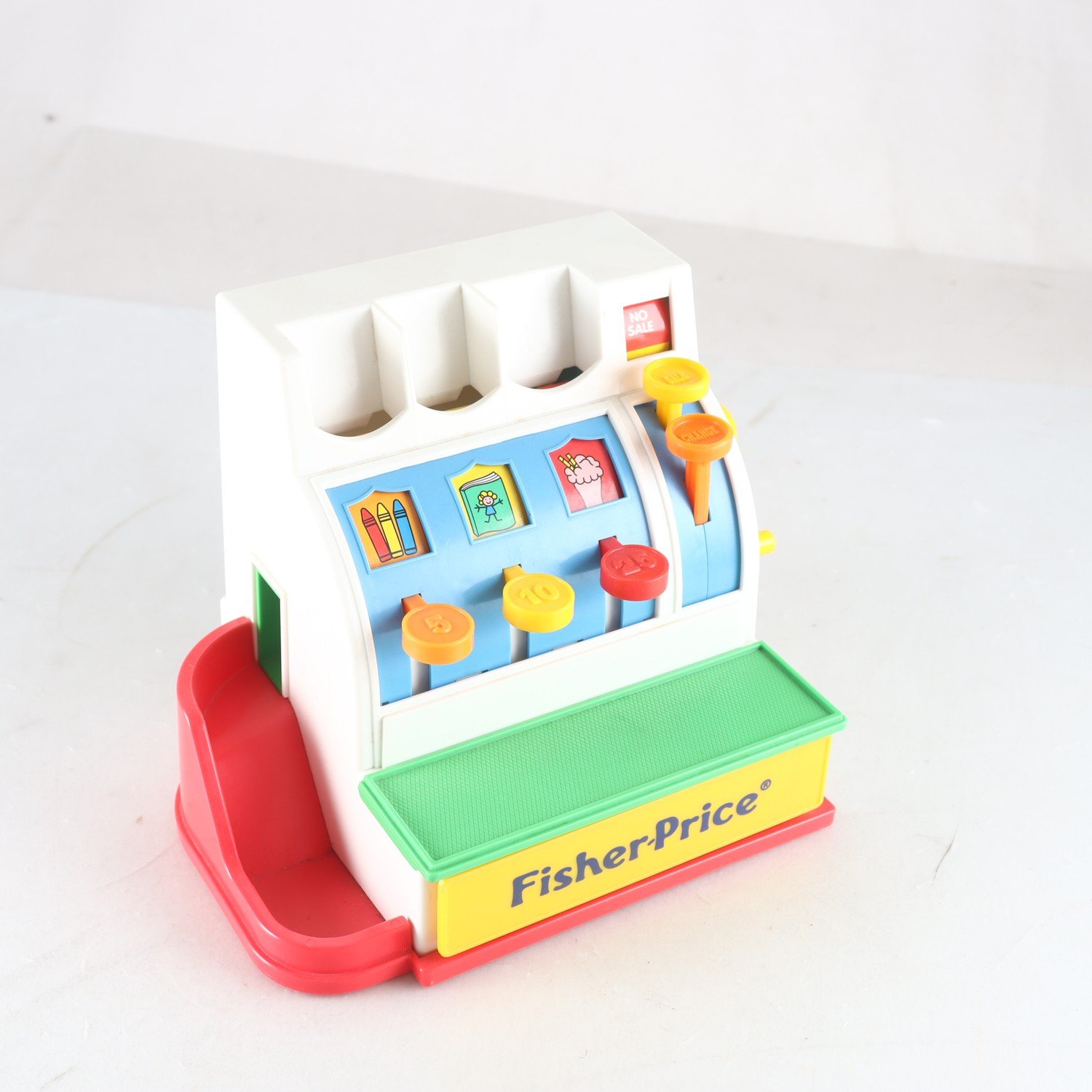 Kassa, Fisher price, med mynt. Samfraktas ej.
