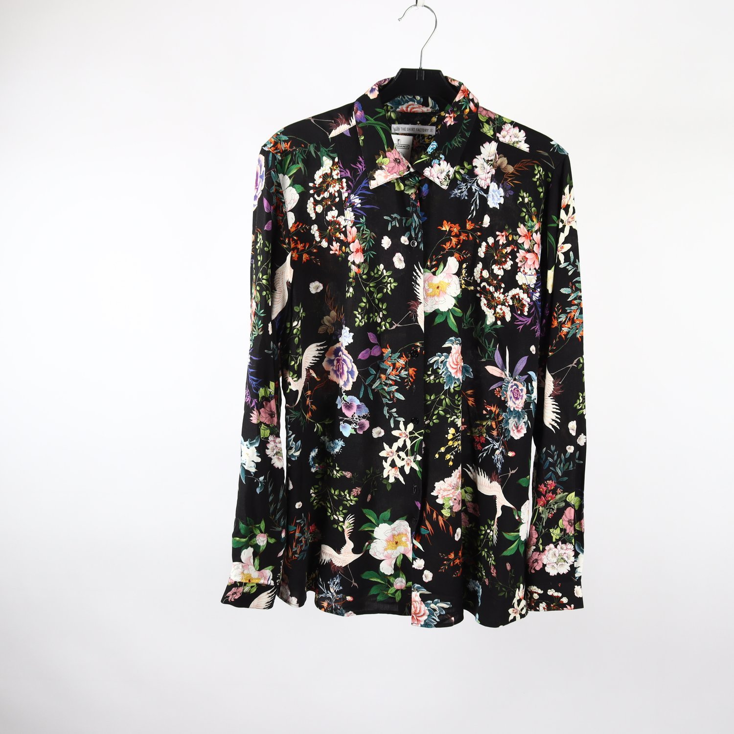 Blus, The Shirt Factory, blommig, stl. 36