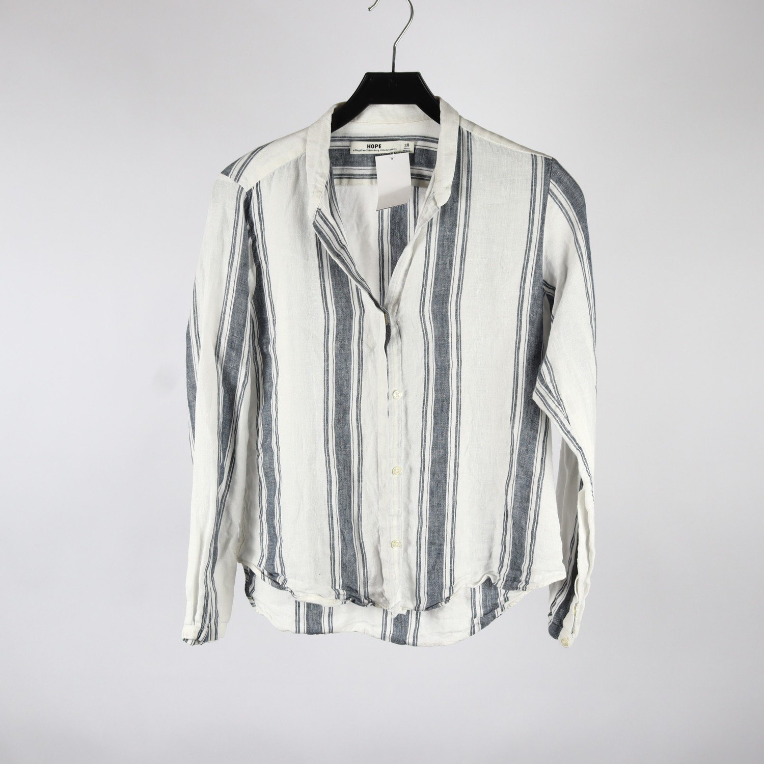 Blus, Hope, vit, grå, lin, stl. 38