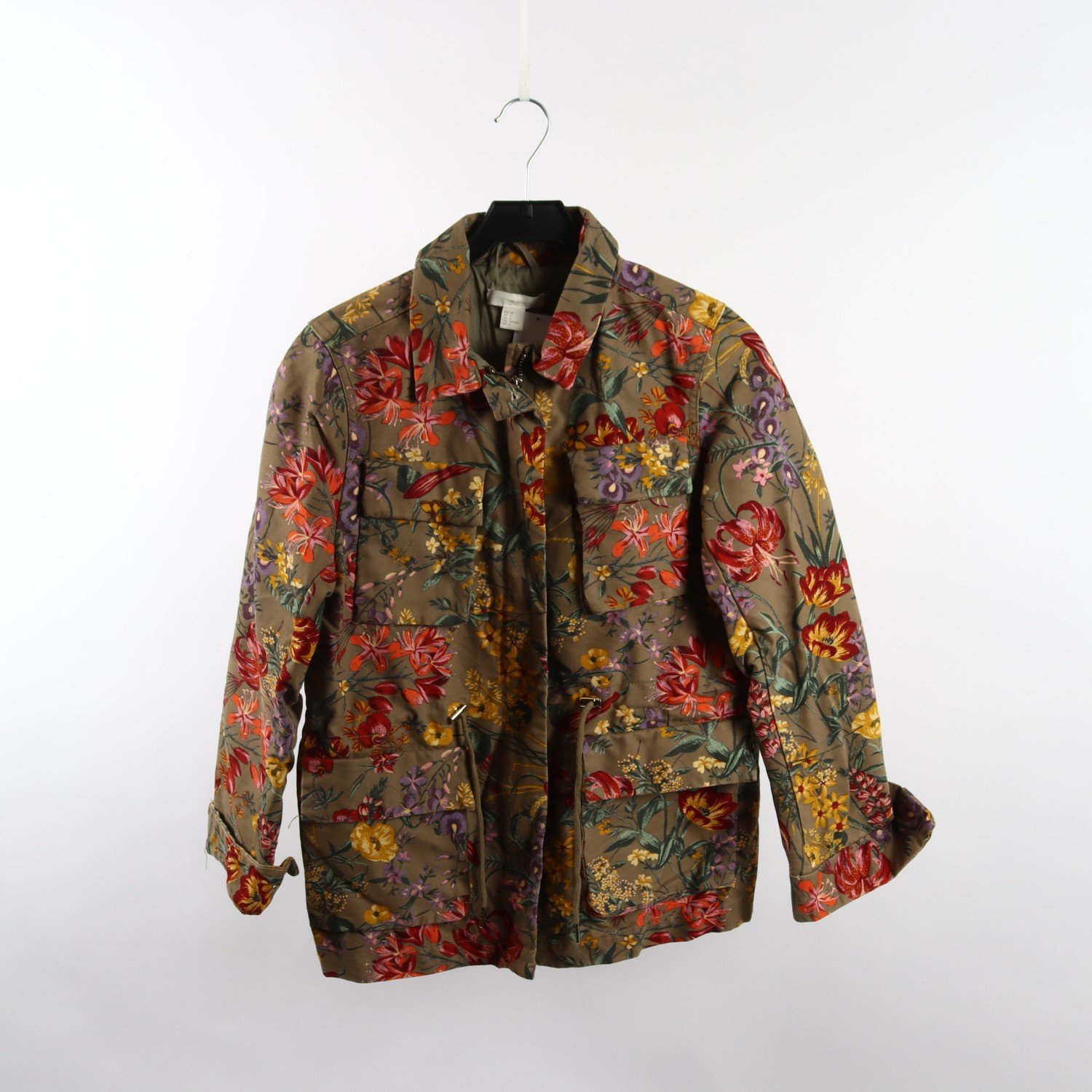 Jacka, H&M, blommig, beige, stl. 38
