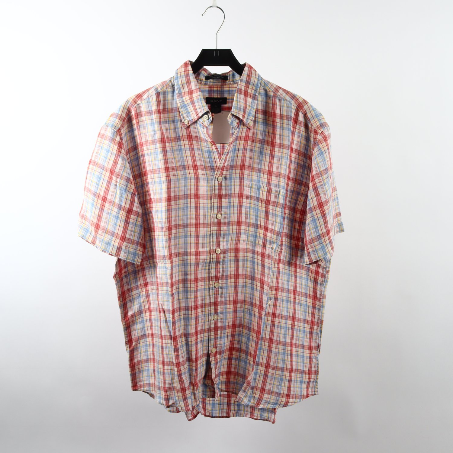 Skjorta, Gant, rutig, röd, blå, lin, stl. XL