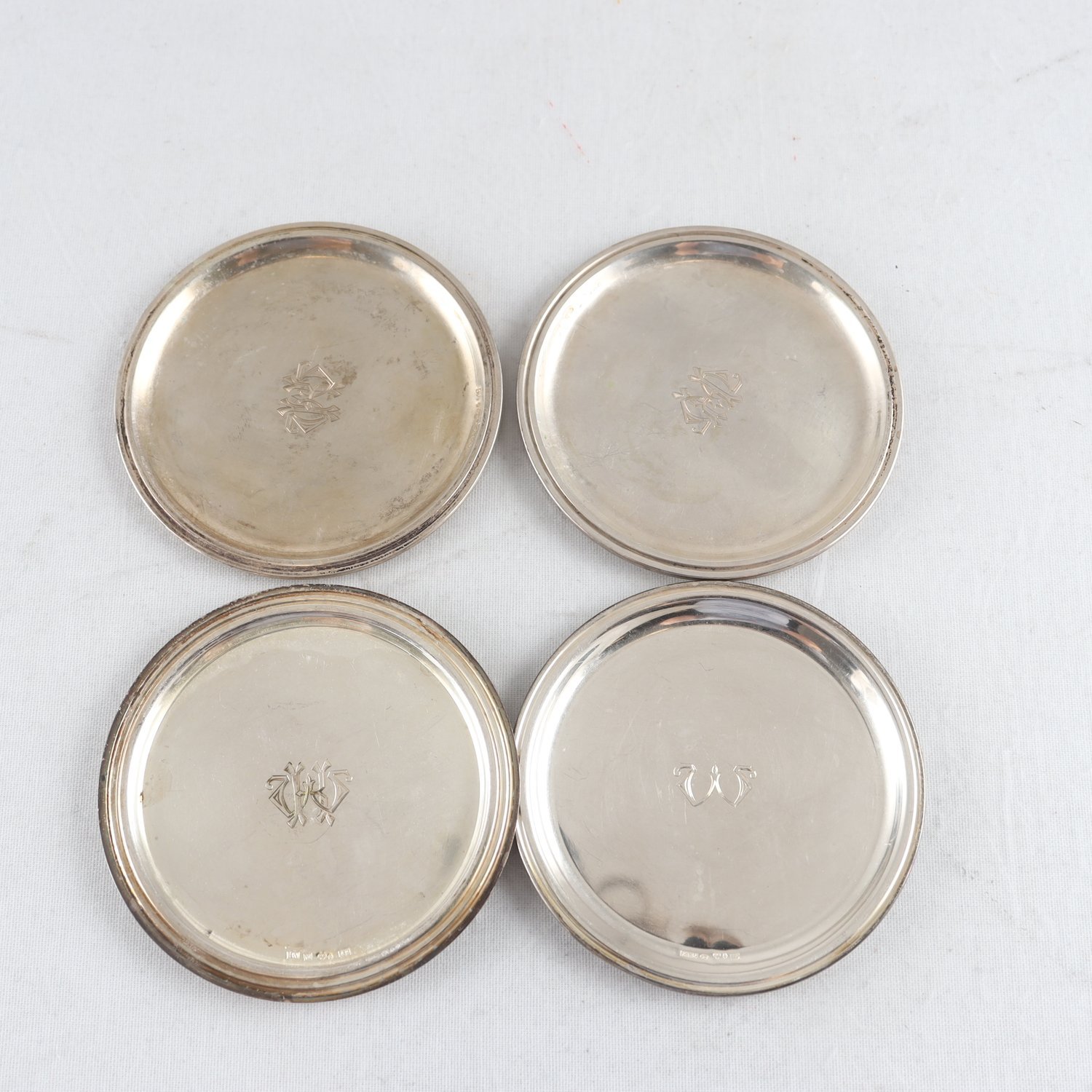Glasunderlägg, silver, kattfot, 4 st